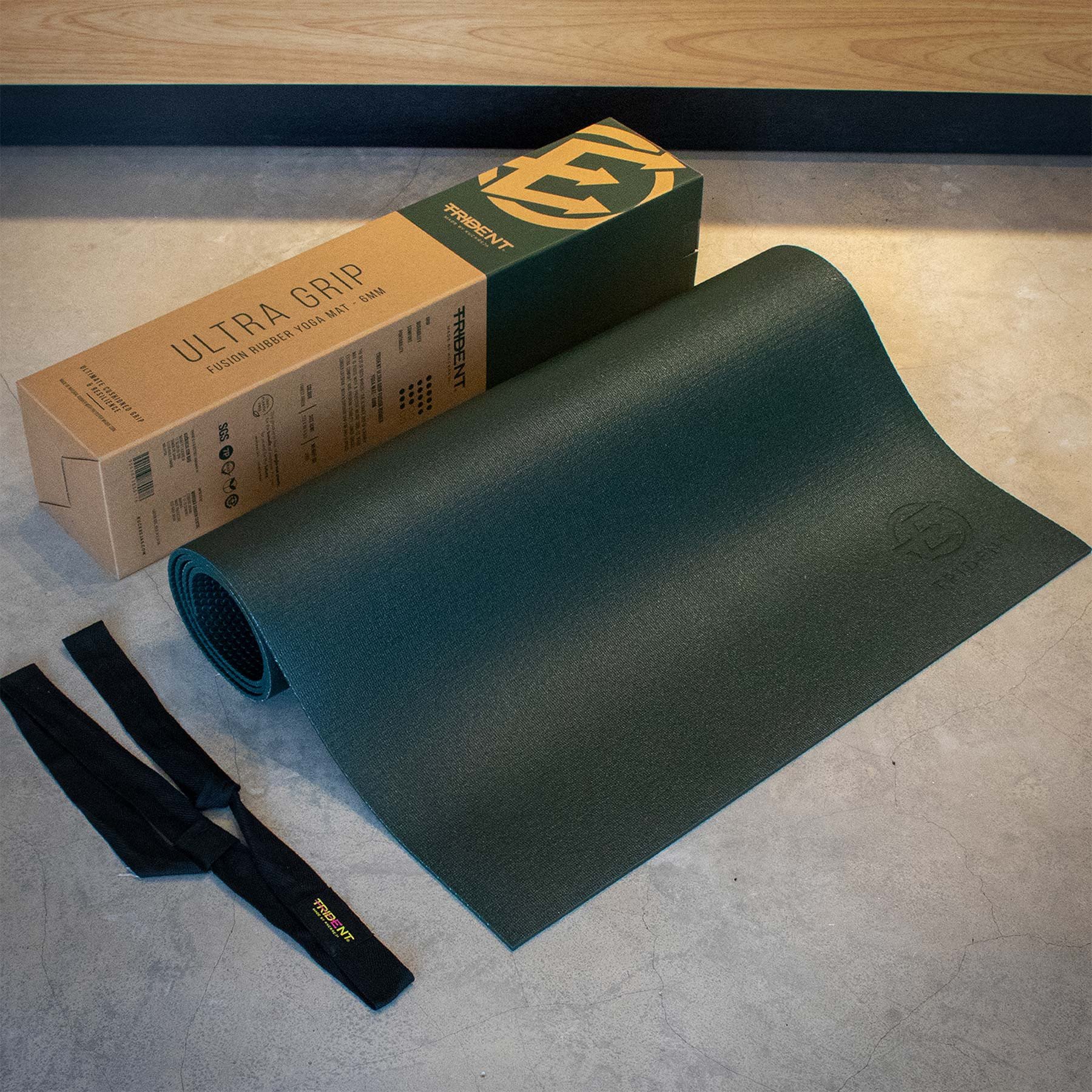 Trident Ultra Grip Fusion Rubber Yoga Mat - 6mm (Forest Green) - Image 9