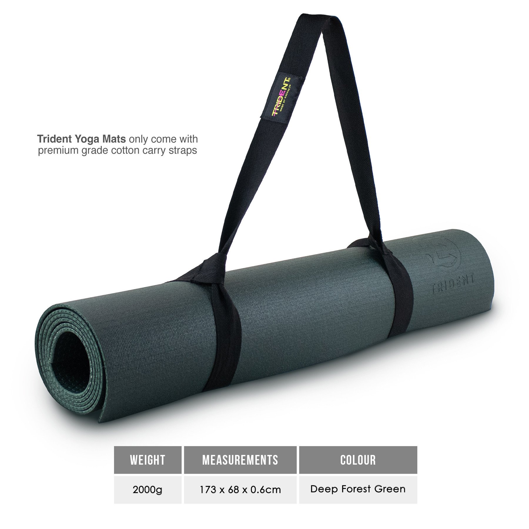 Trident Ultra Grip Fusion Rubber Yoga Mat - 6mm (Forest Green) - Image 2