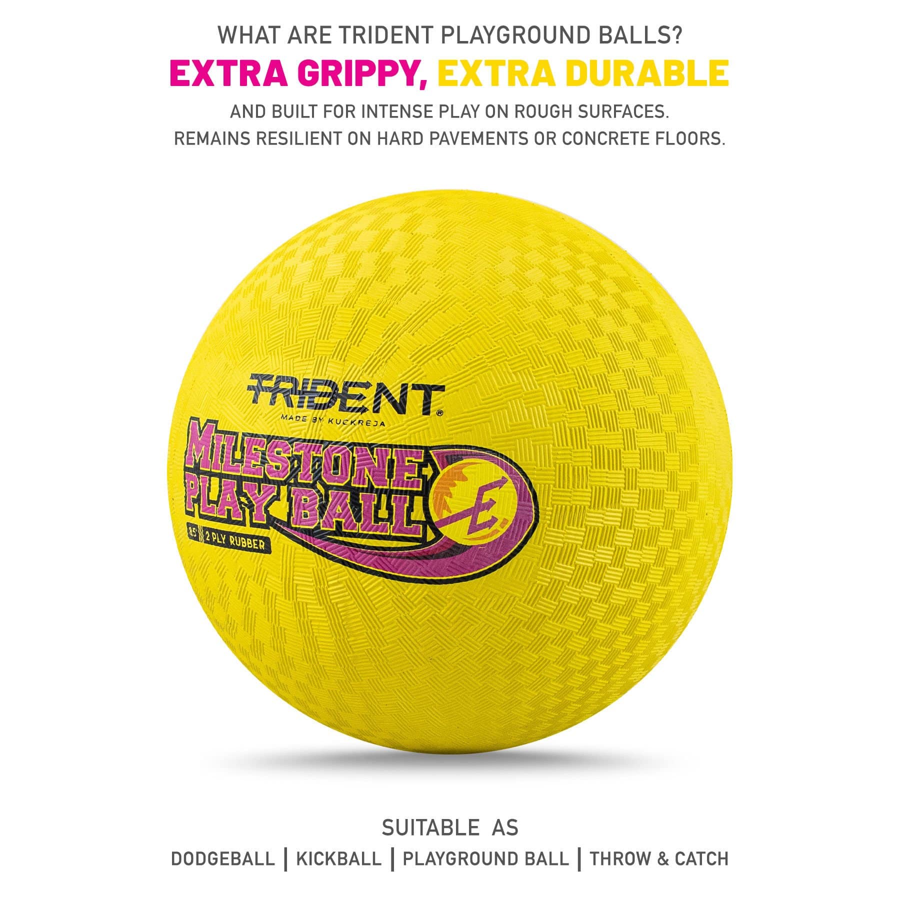 Trident Milestone Playground Ball (Dodgeball) - Yellow - Image 2