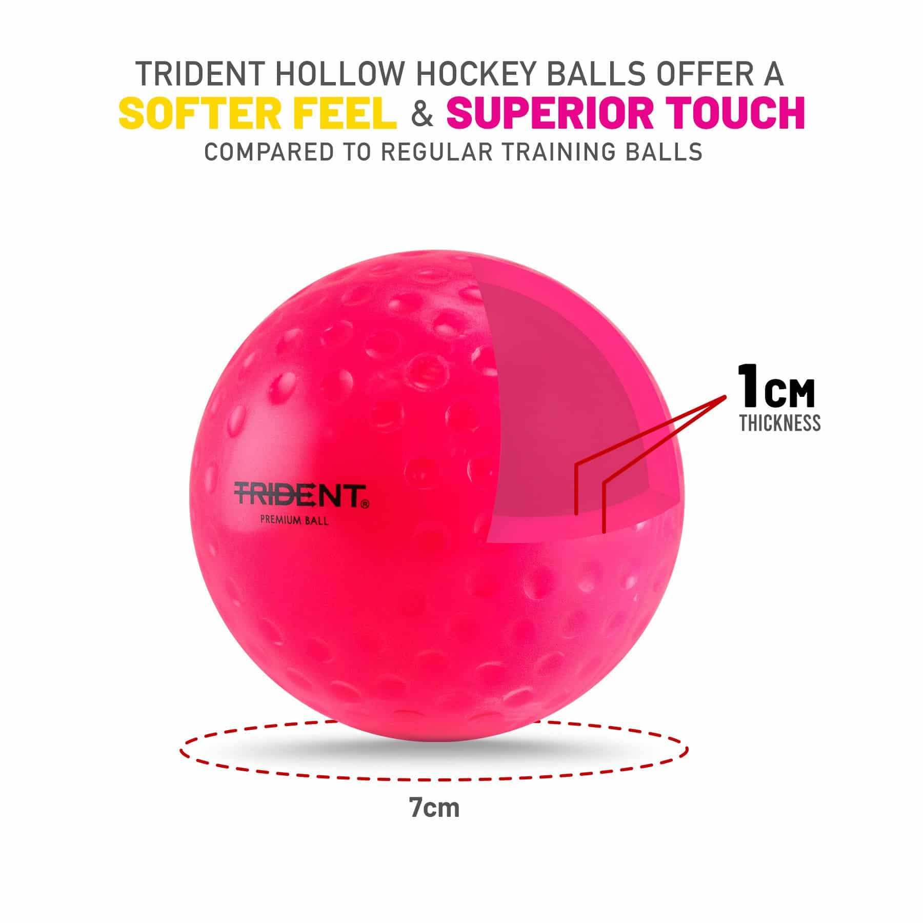 Trident Premium Dimple Hockey Ball - Pink - Image 2