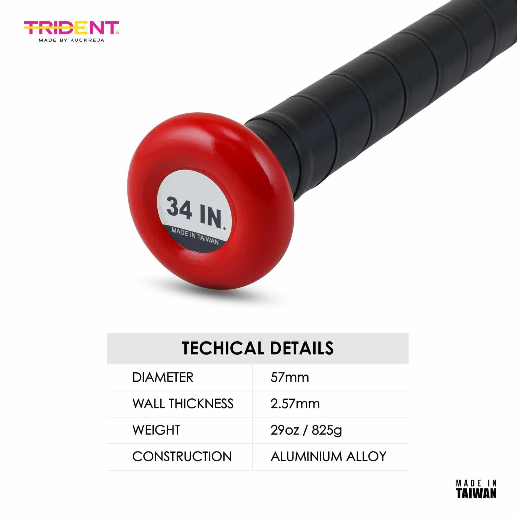 Trident Master Softball Bat - Red (34") - Image 5