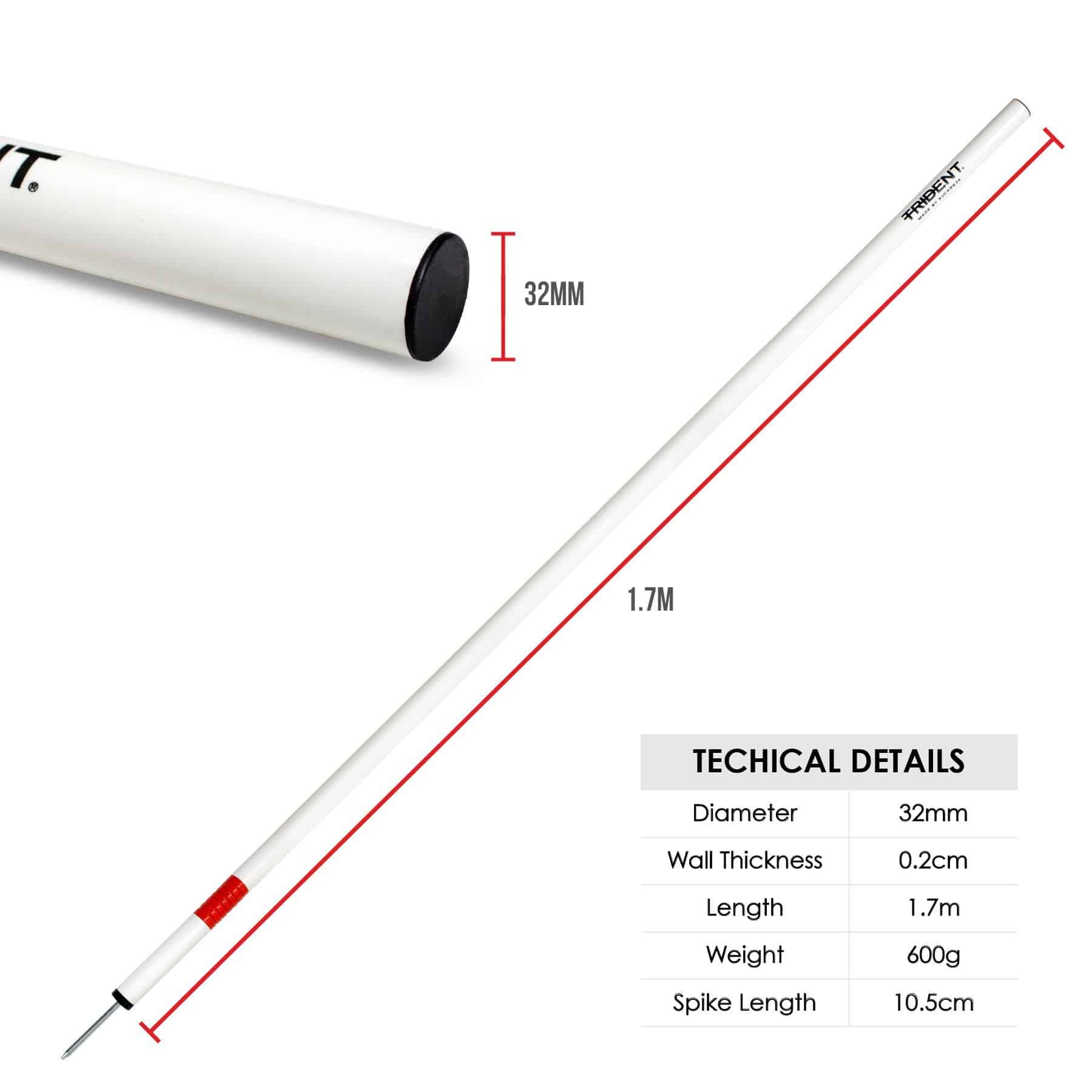 Trident Slalom Pole with Spring - White - Image 3