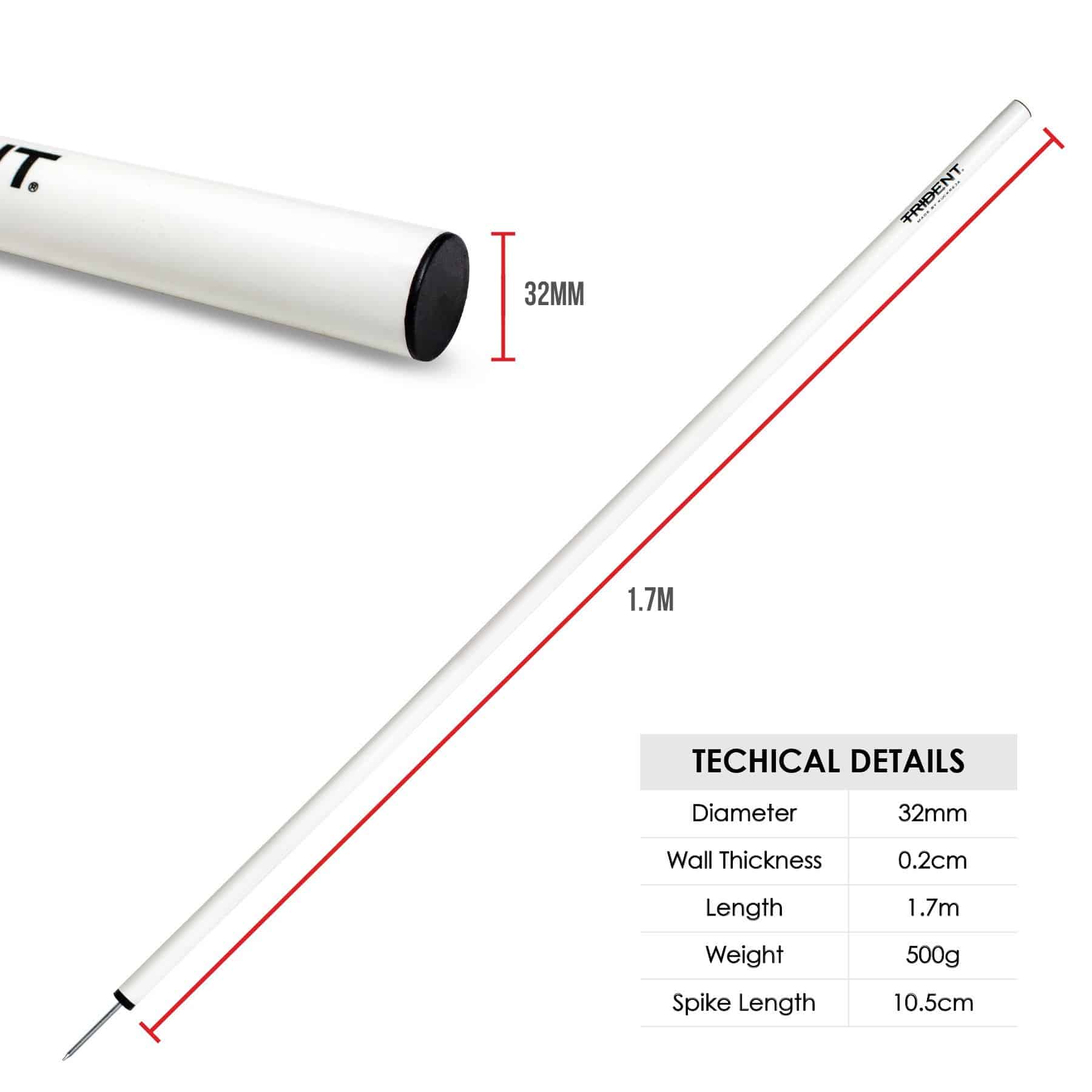 Trident Slalom Pole - White - Image 3