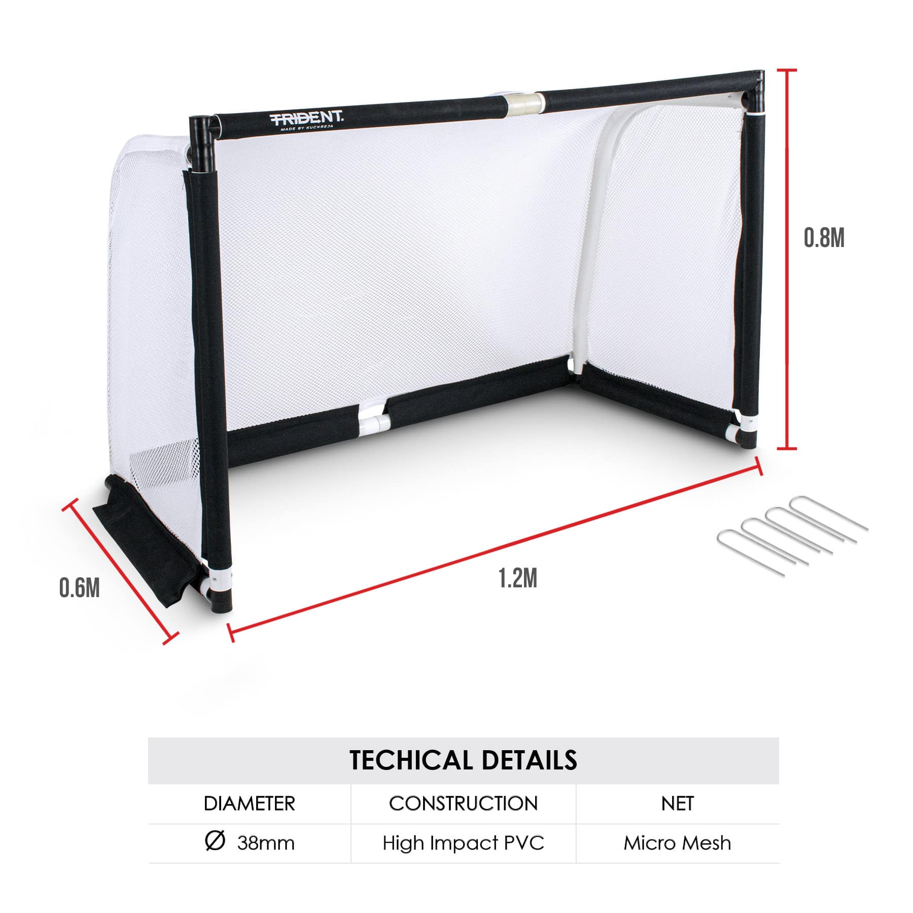 Trident Fast Fold Mini Goal Post - 1.2 x 0.8m - Image 4