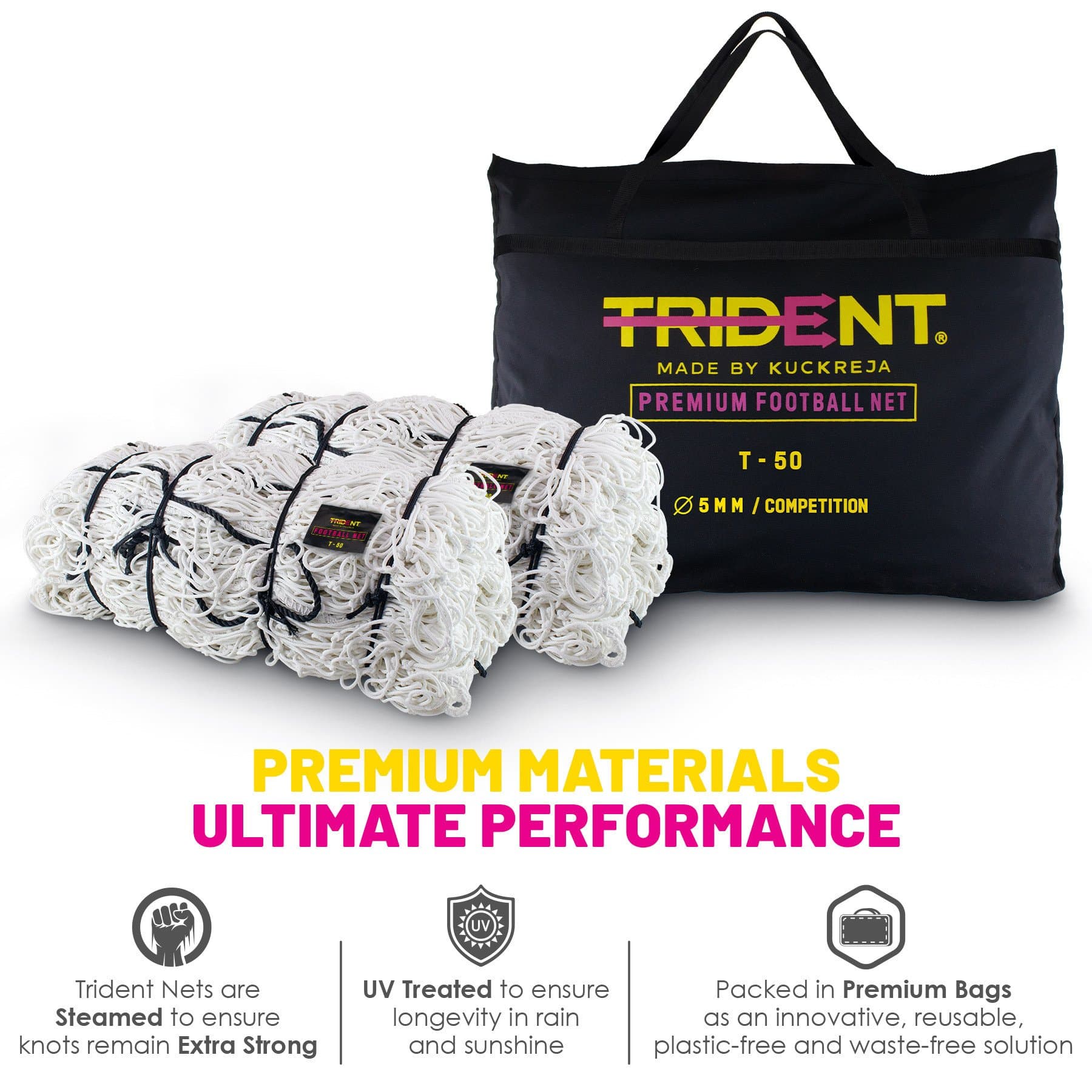 Trident T-50 Braided Football Net (White) - Image 4