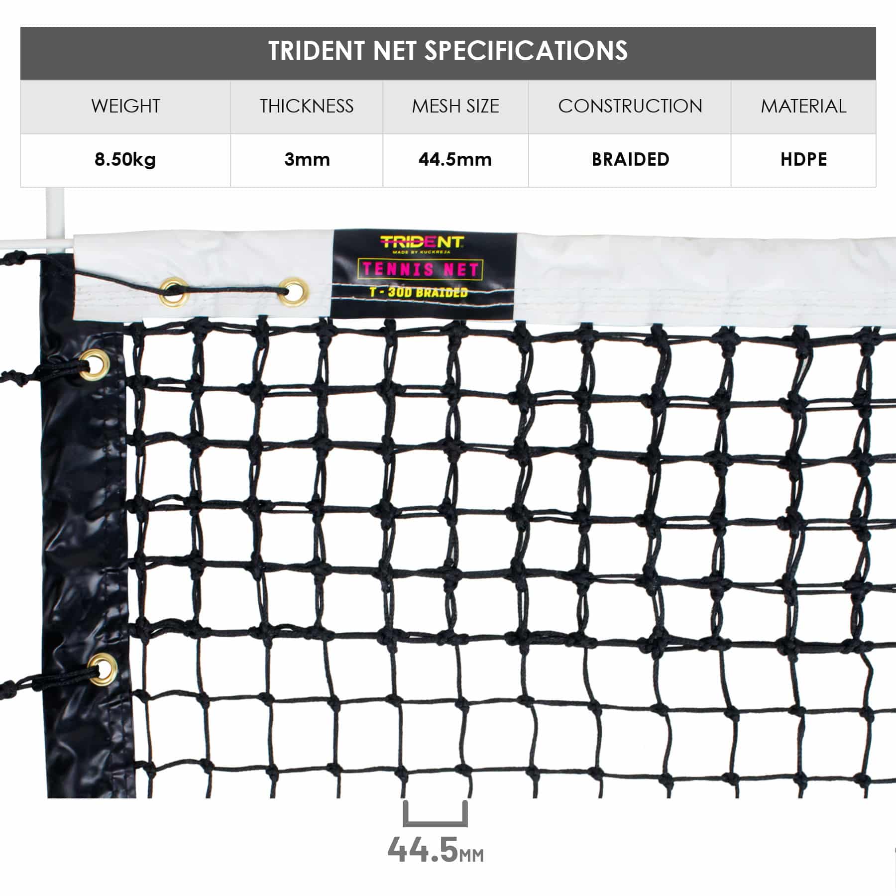 Trident T-30D Braided Tennis Net - Image 3