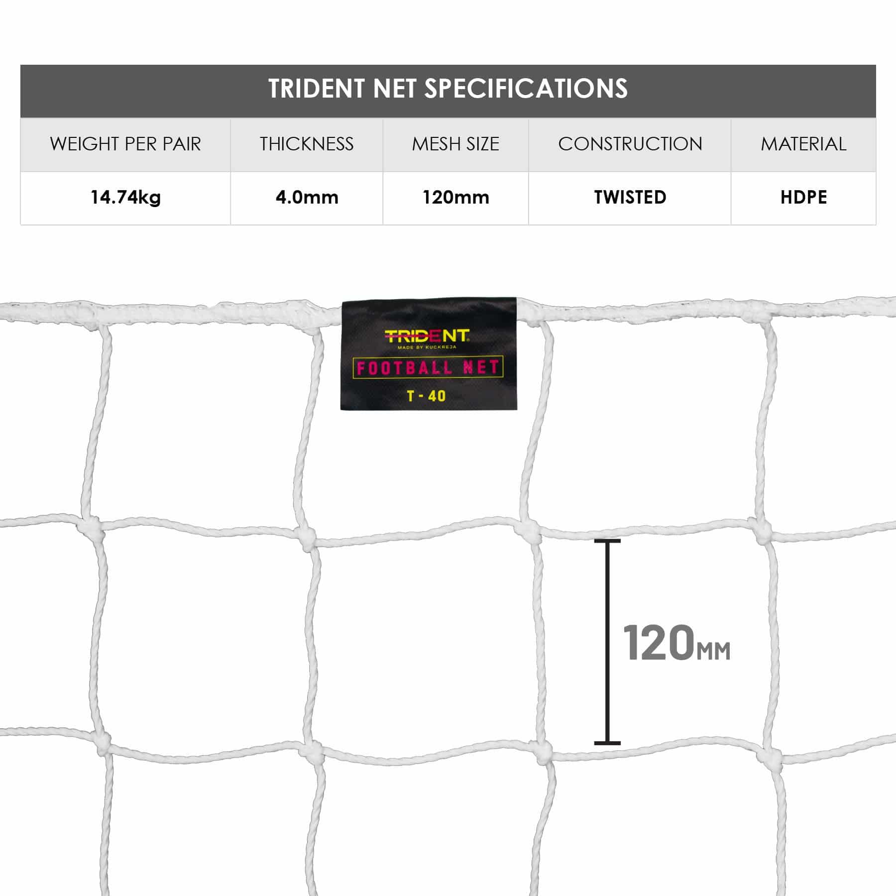 Trident T-40 Football Net (White) - Image 3