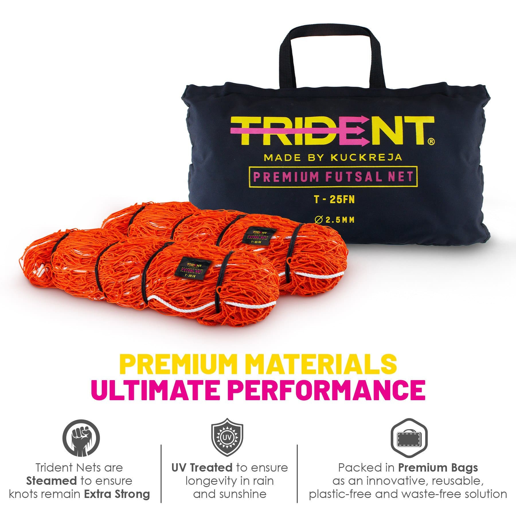Trident T-25FN Futsal Net (Orange) - Image 4
