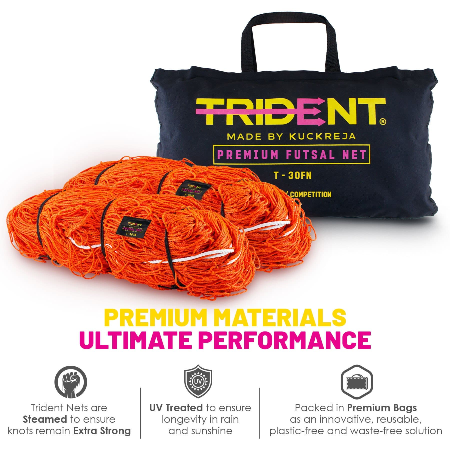 Trident T-30FN Futsal Net (Orange) - Image 4