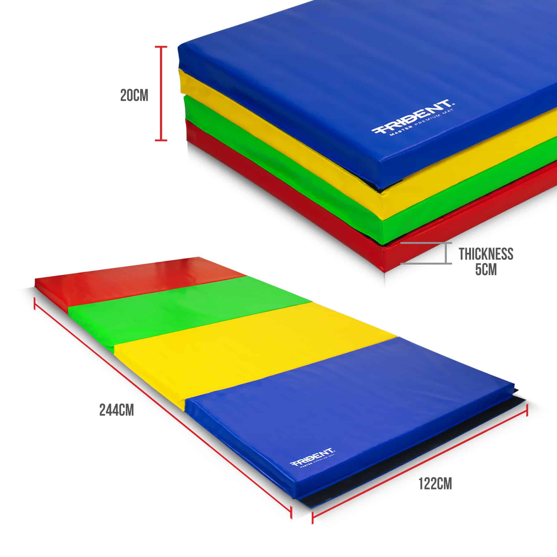 Trident Gymnastic Folding Mat - 244cm x 122cm x 5cm - Image 6