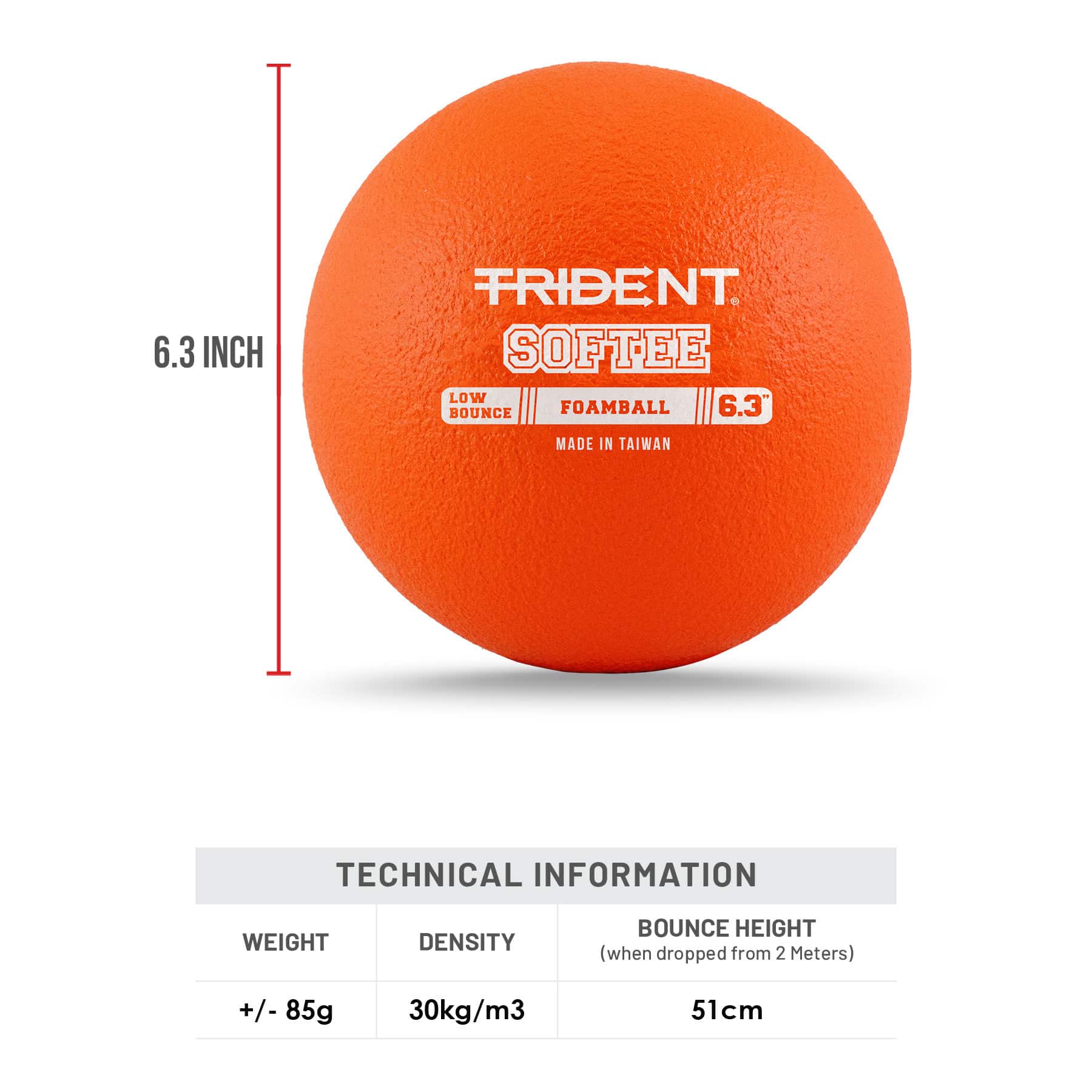 Trident Softee Low Bounce Foam Ball - Orange (6.3") - Image 5