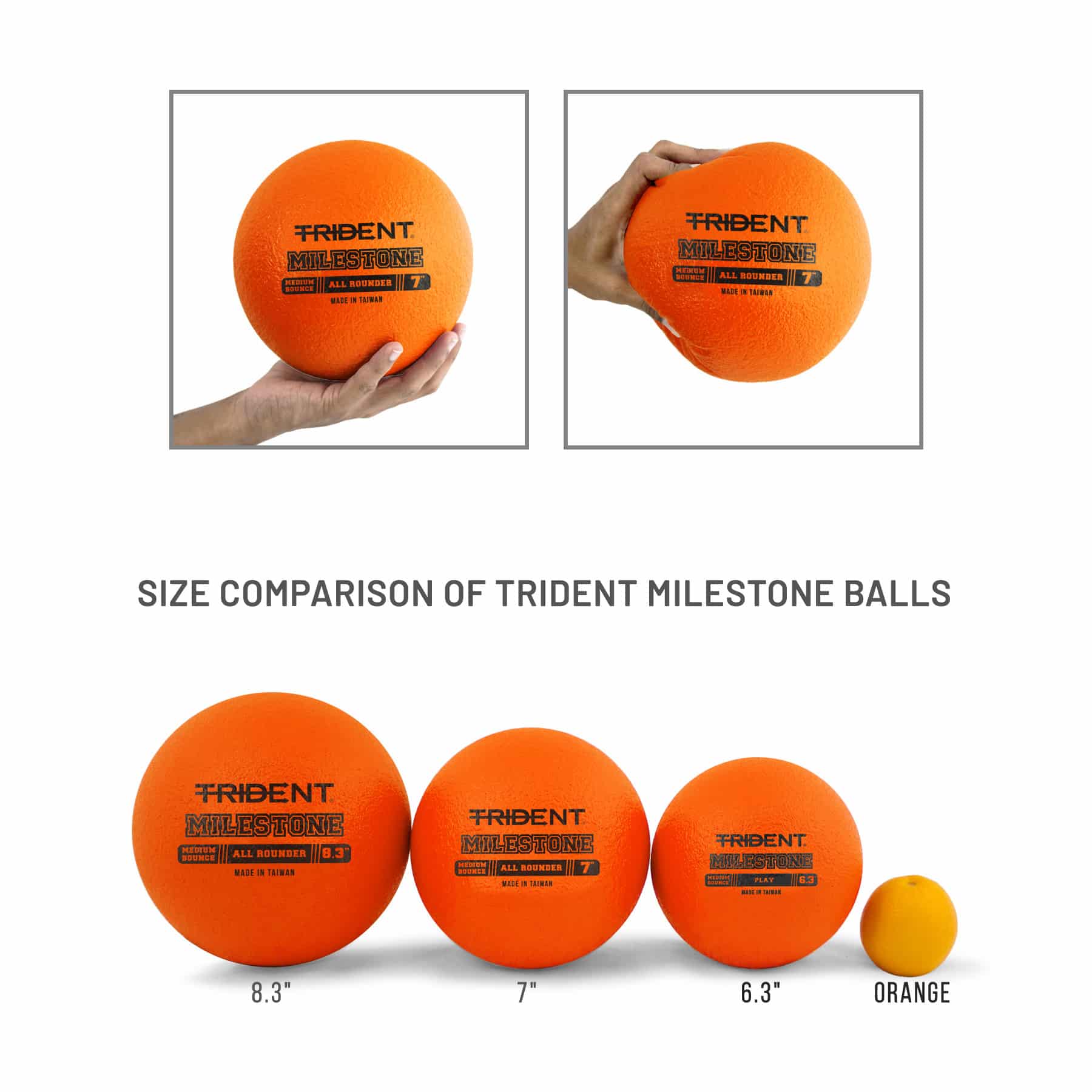 Trident Milestone All Rounder Foam Ball - Orange (7") - Image 7