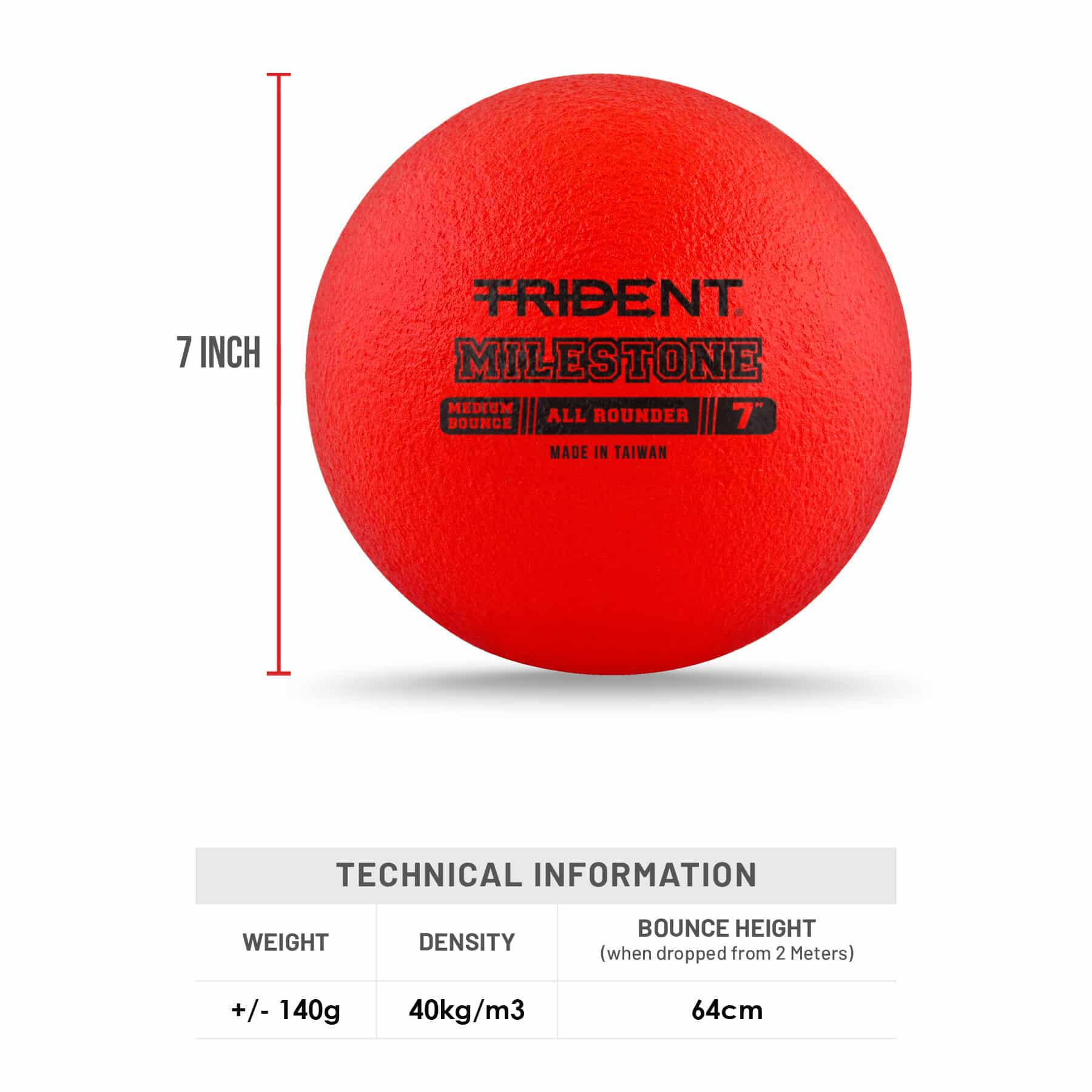 Trident Milestone All Rounder Foam Ball - Red (7") - Image 5