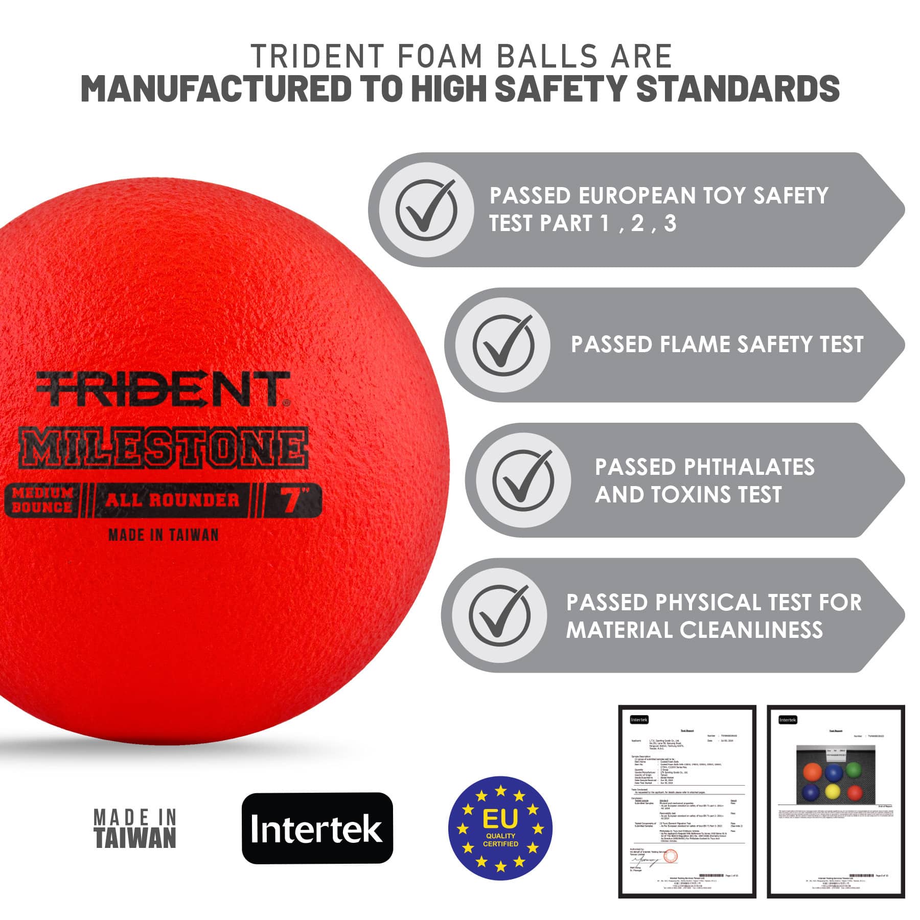 Trident Milestone All Rounder Foam Ball - Red (7") - Image 3
