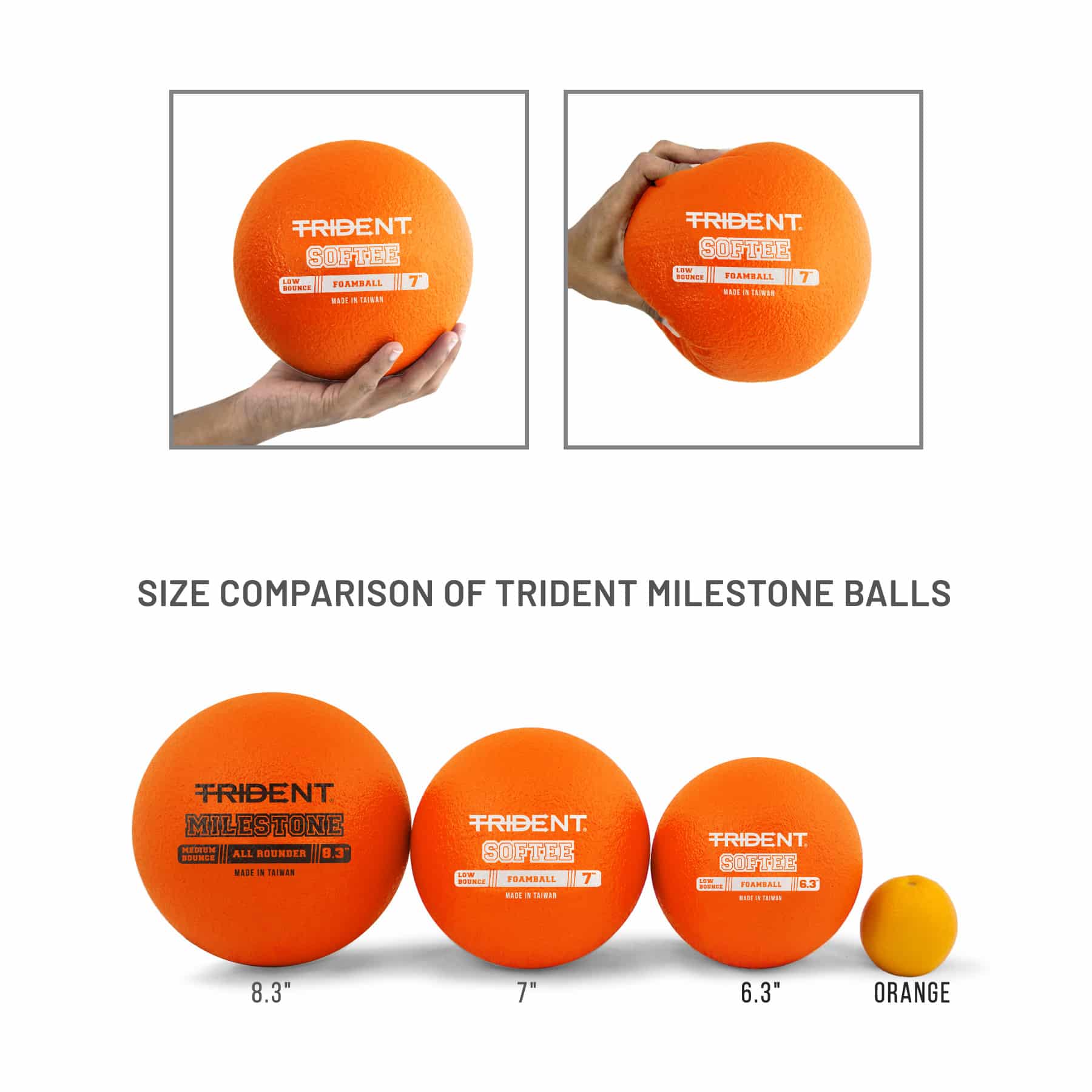 Trident Softee Low Bounce Foam Ball - Orange (7") - Image 7