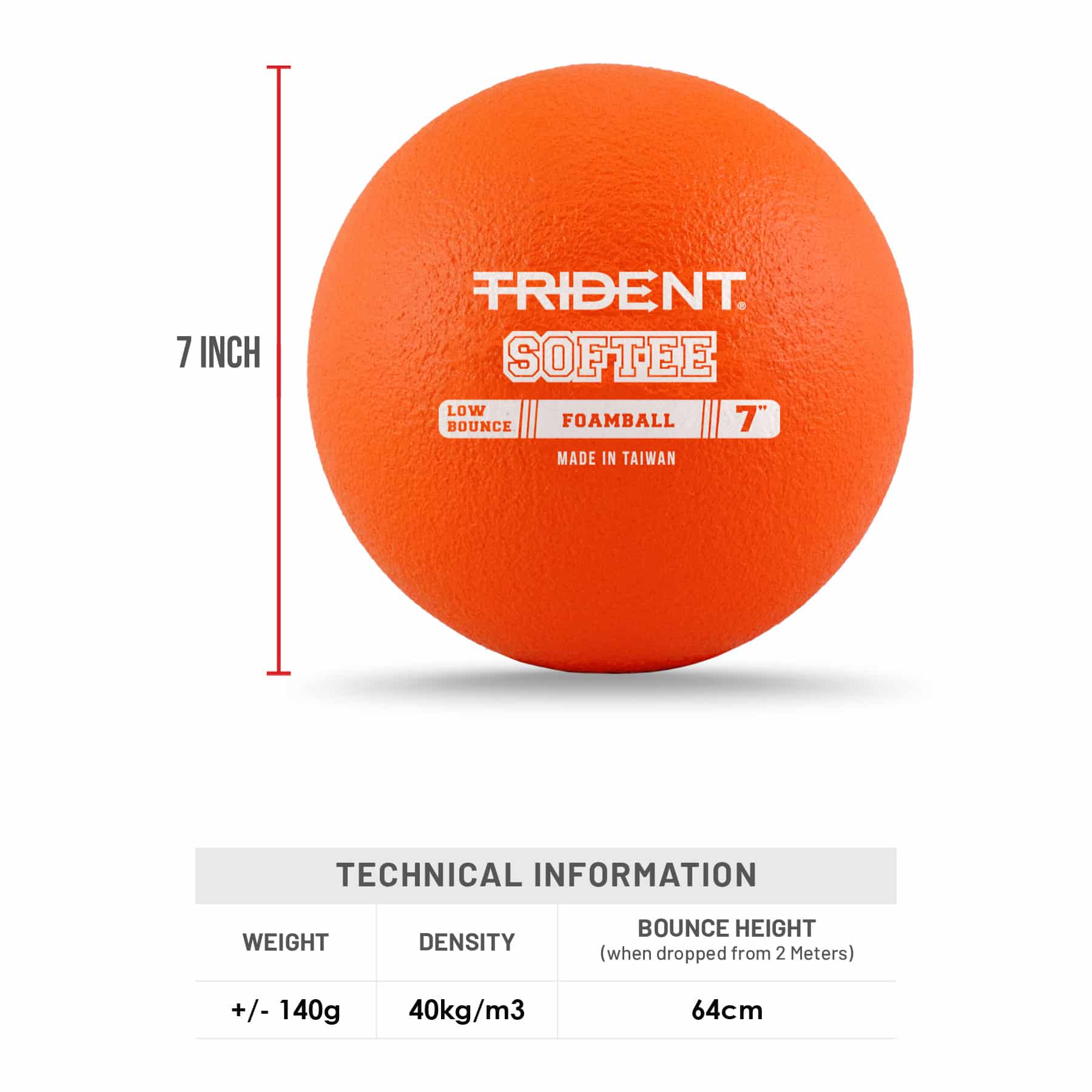 Trident Softee Low Bounce Foam Ball - Orange (7") - Image 5