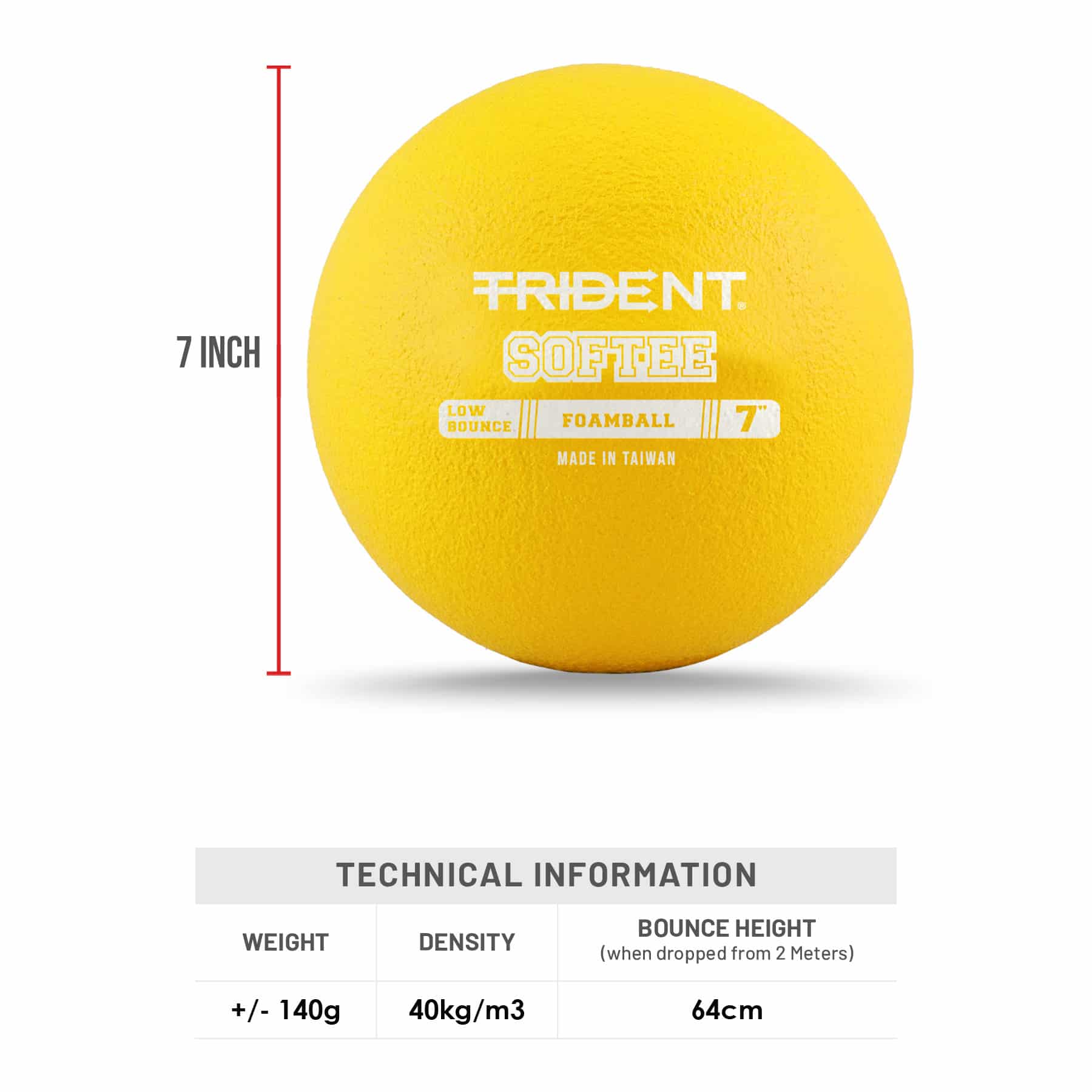 Trident Softee Low Bounce Foam Ball - Yellow (7") - Image 5