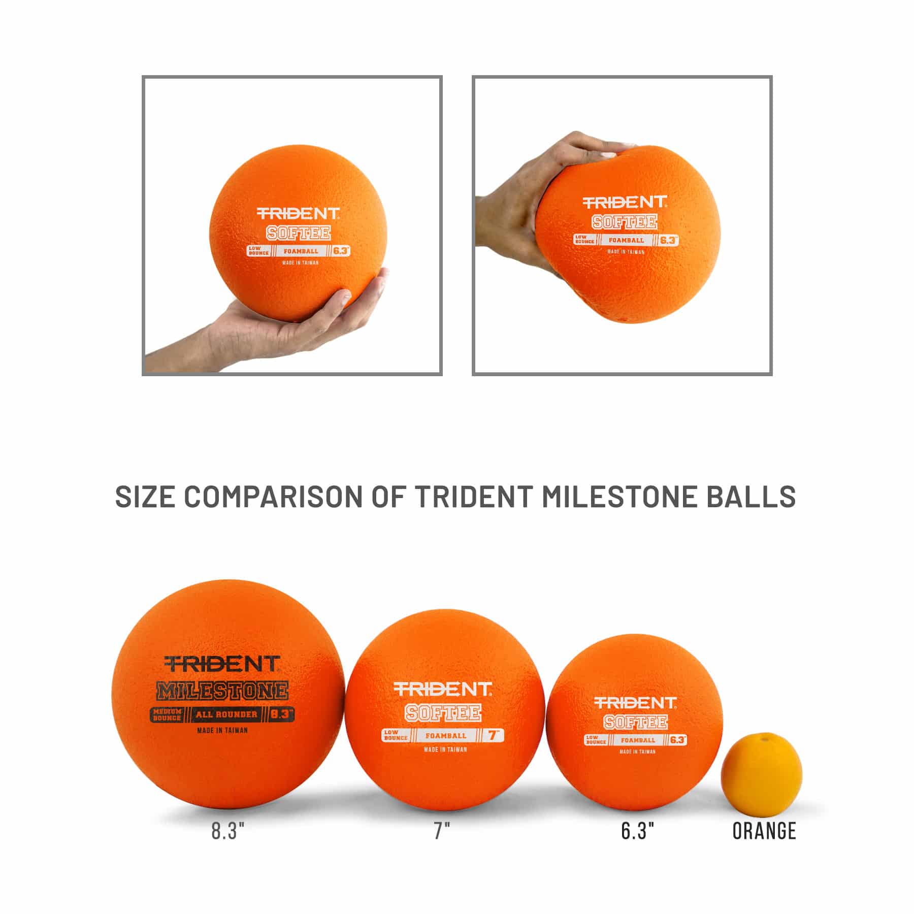 Trident Softee Low Bounce Foam Ball - Orange (6.3") - Image 7