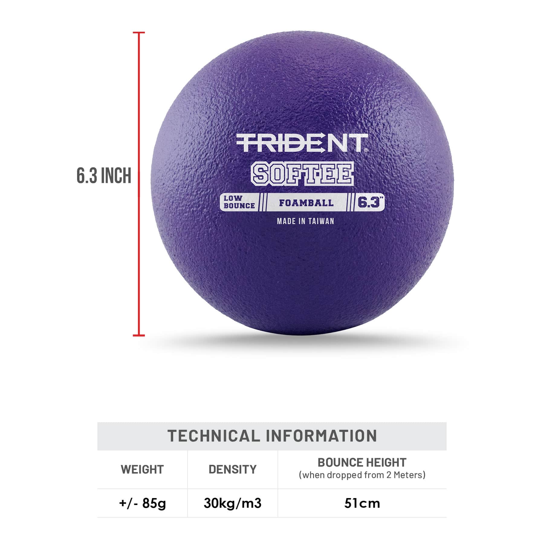 Trident Softee Low Bounce Foam Ball - Purple (6.3") - Image 5