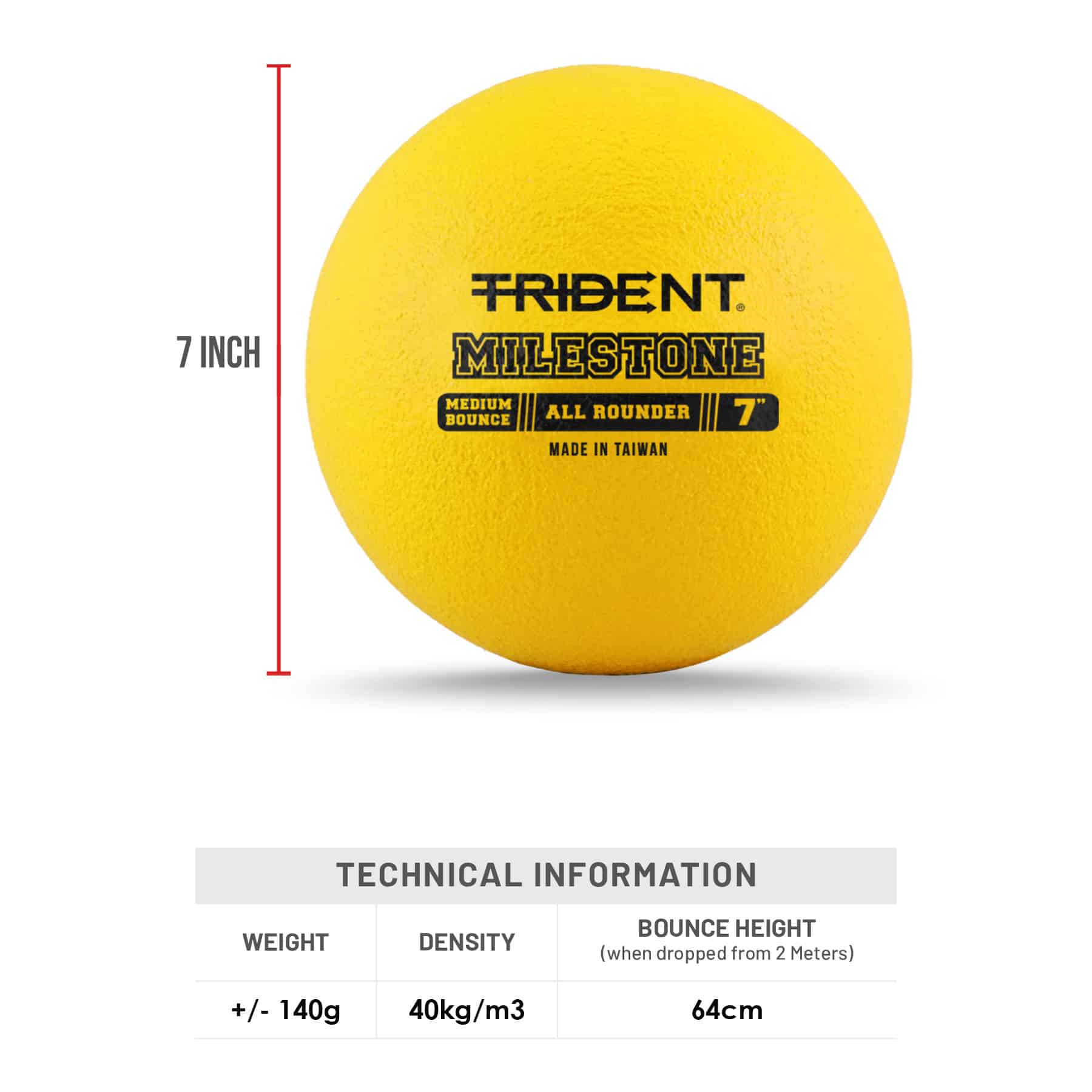 Trident Milestone All Rounder Foam Ball - Yellow (7") - Image 5