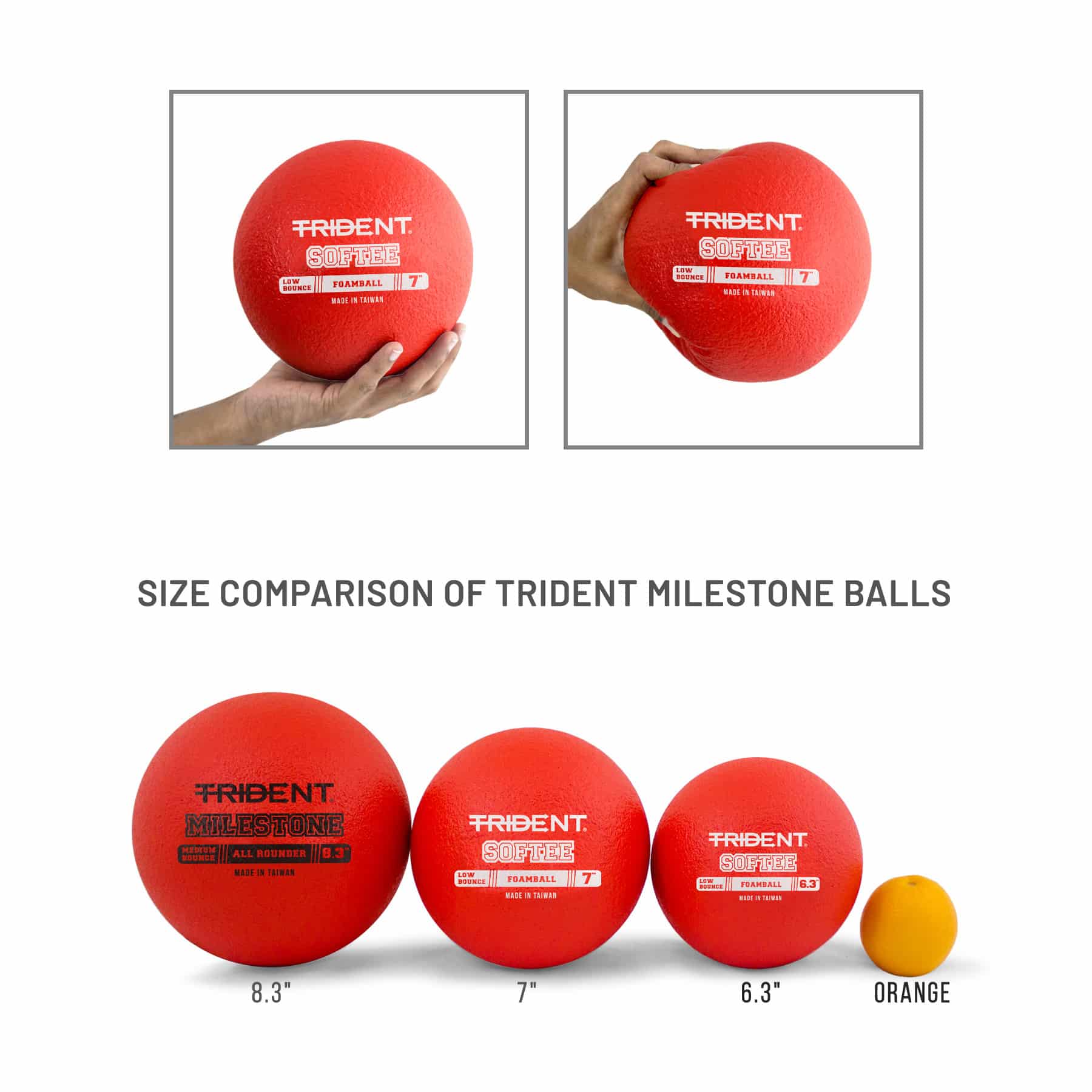 Trident Softee Low Bounce Foam Ball - Red (7") - Image 7