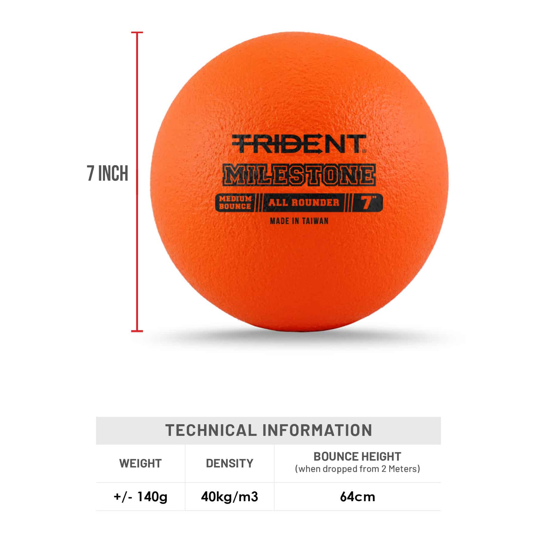 Trident Milestone All Rounder Foam Ball - Orange (7") - Image 5