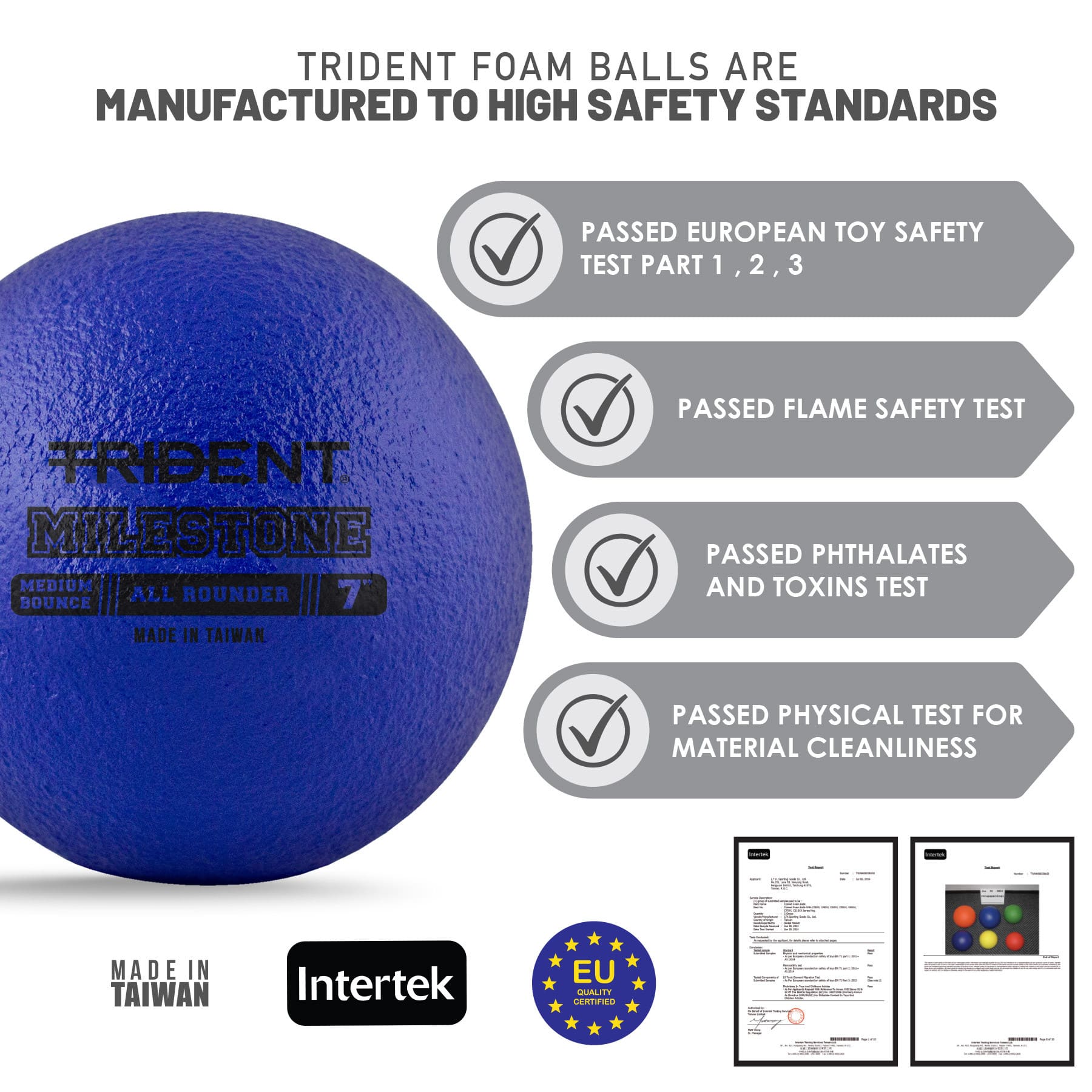 Trident Milestone All Rounder Foam Ball - Blue (7") - Image 3