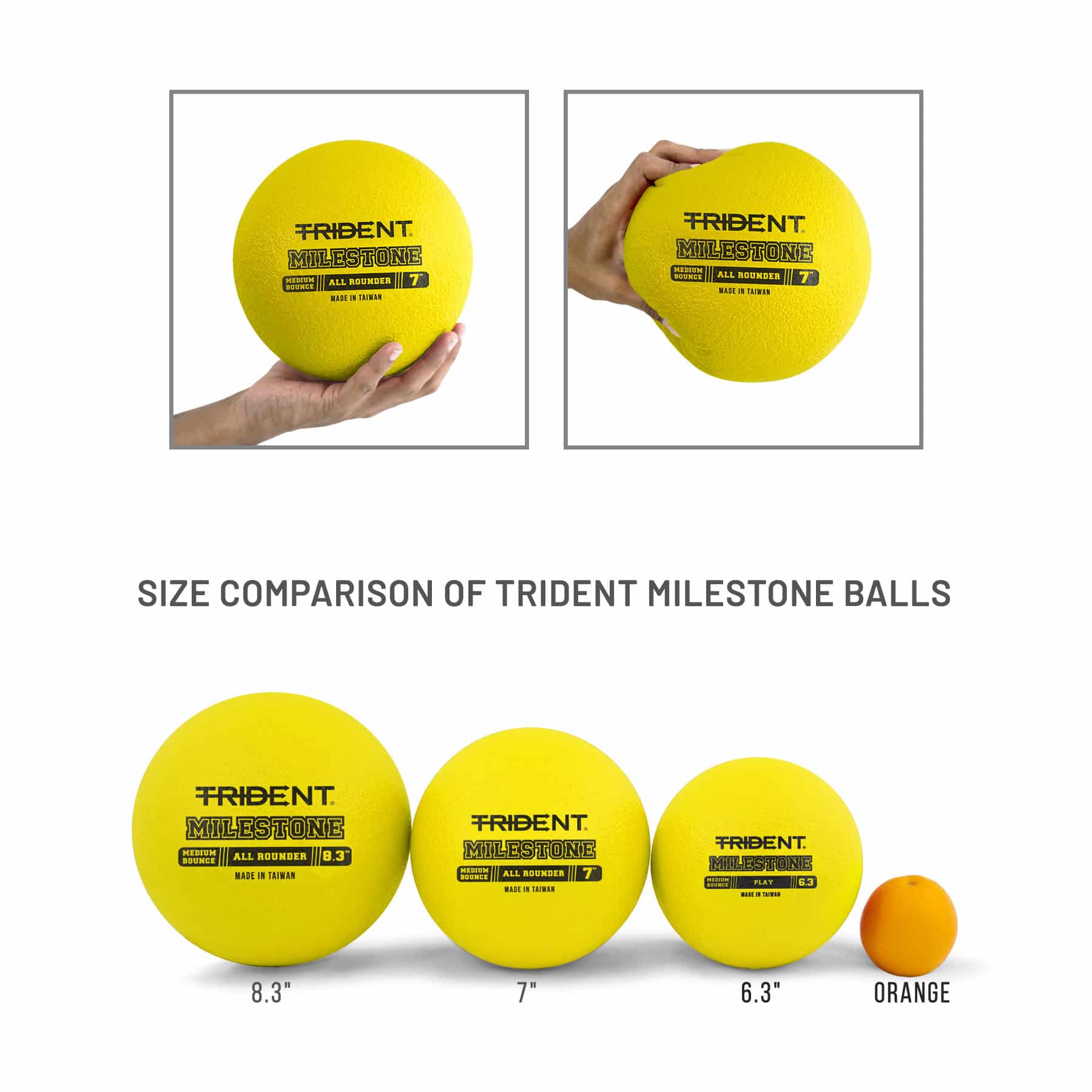 Trident Milestone All Rounder Foam Ball - Yellow (7") - Image 7