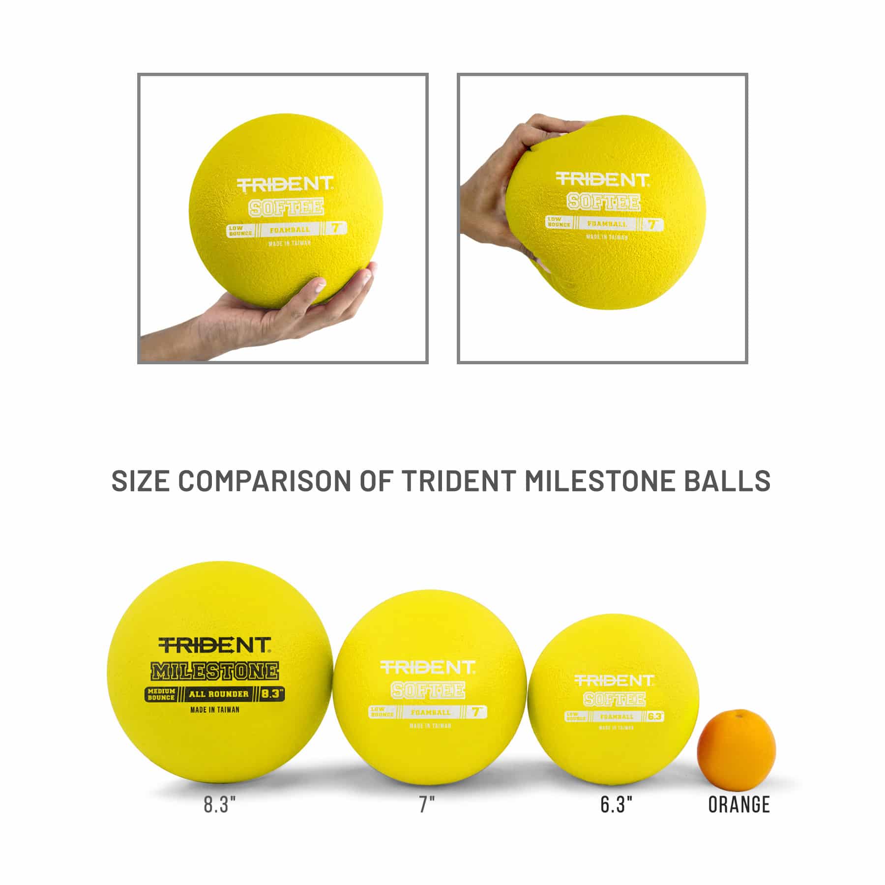 Trident Softee Low Bounce Foam Ball - Yellow (7") - Image 7