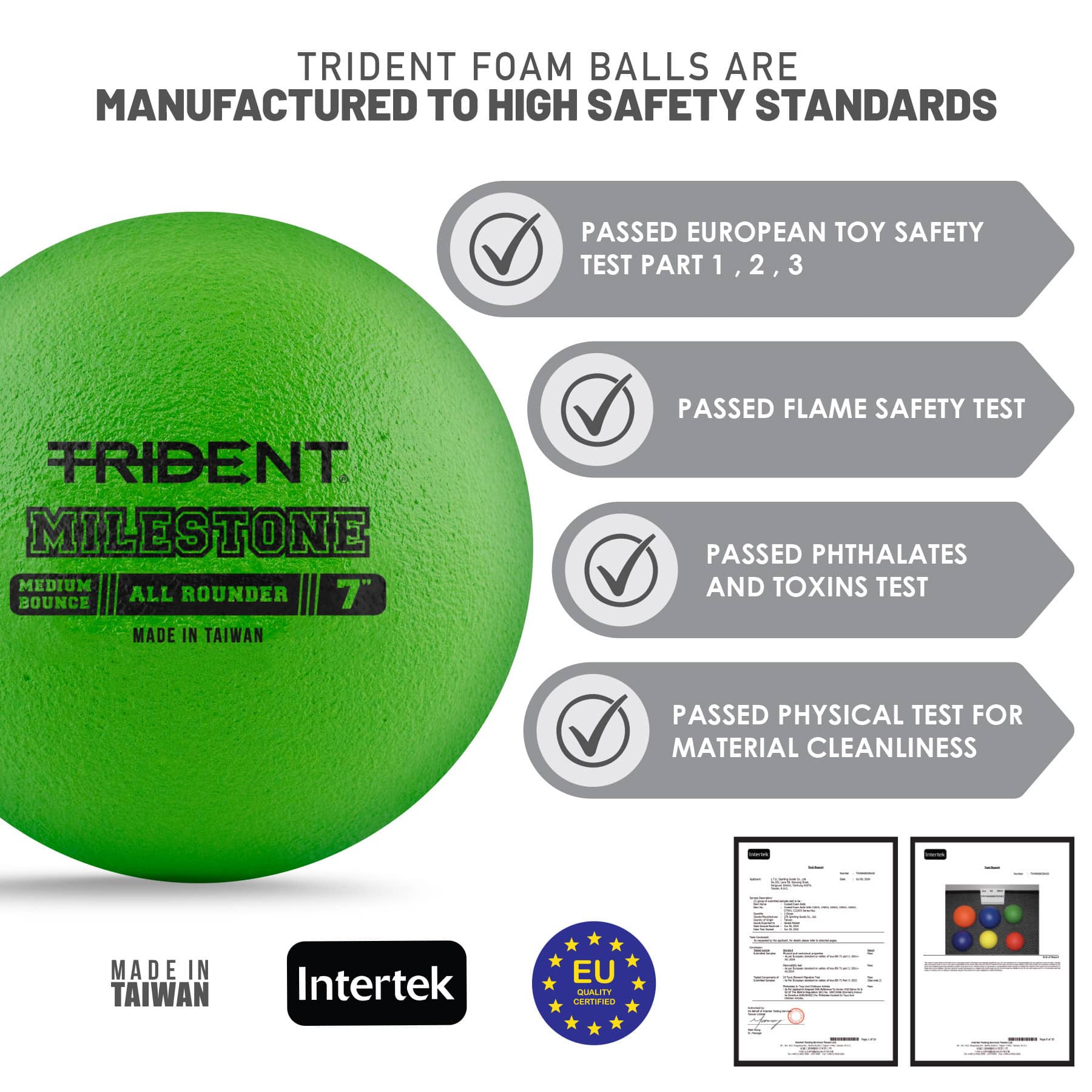 Trident Milestone All Rounder Foam Ball - Green (7") - Image 3