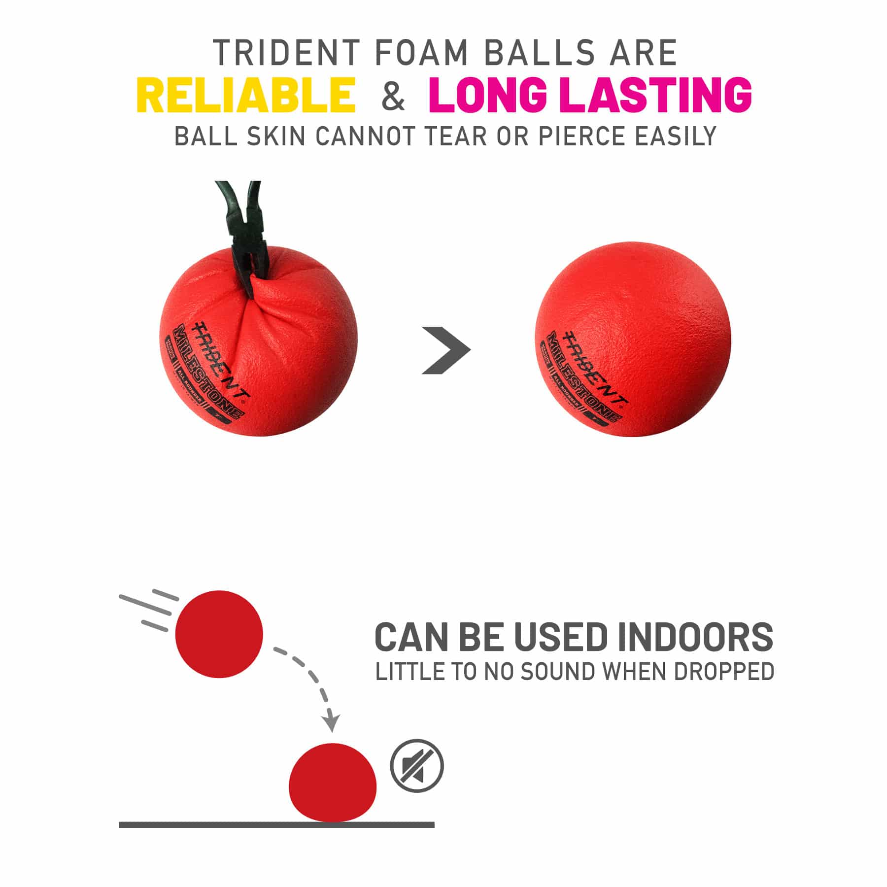 Trident Milestone All Rounder Foam Ball - Red (7") - Image 4