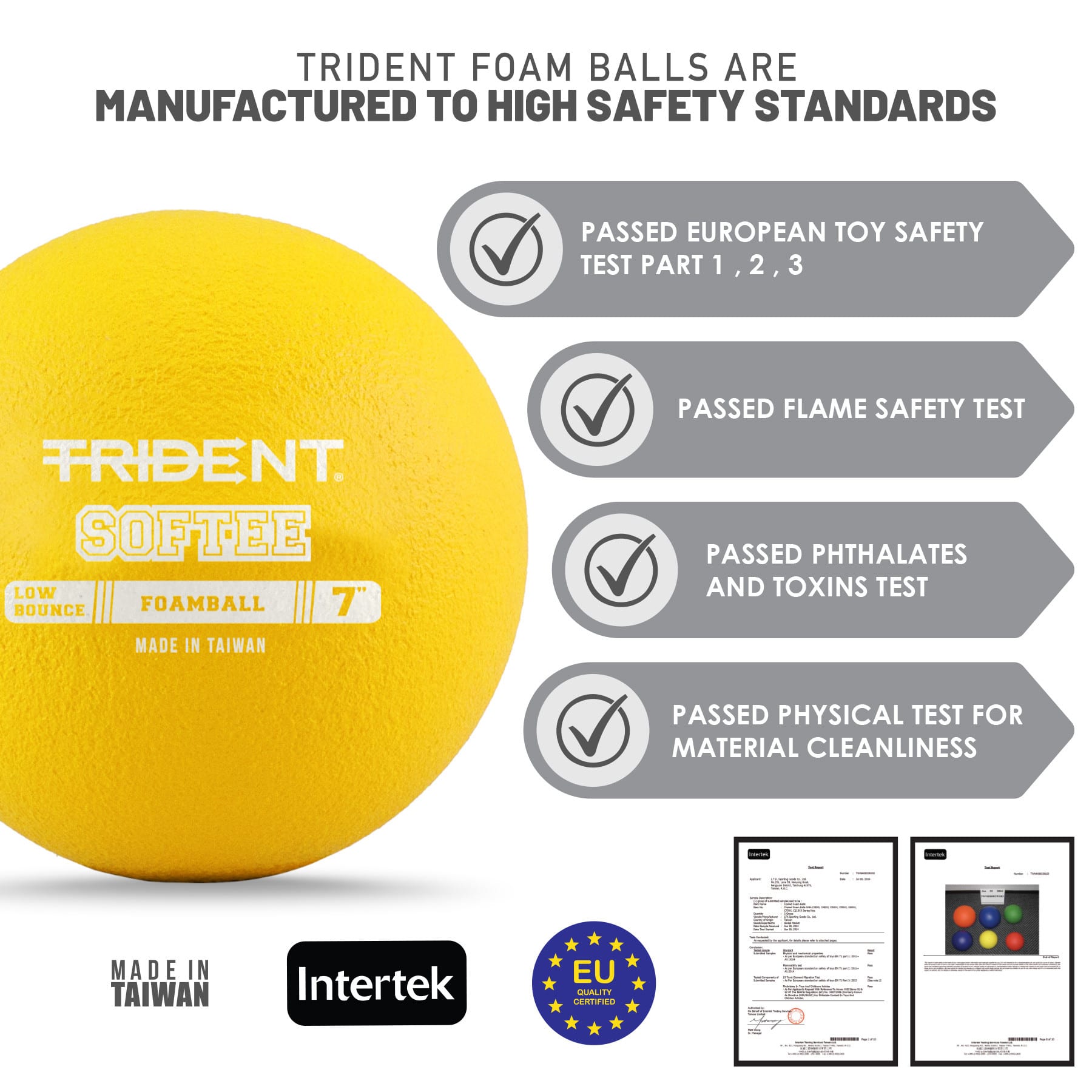 Trident Softee Low Bounce Foam Ball - Yellow (7") - Image 3