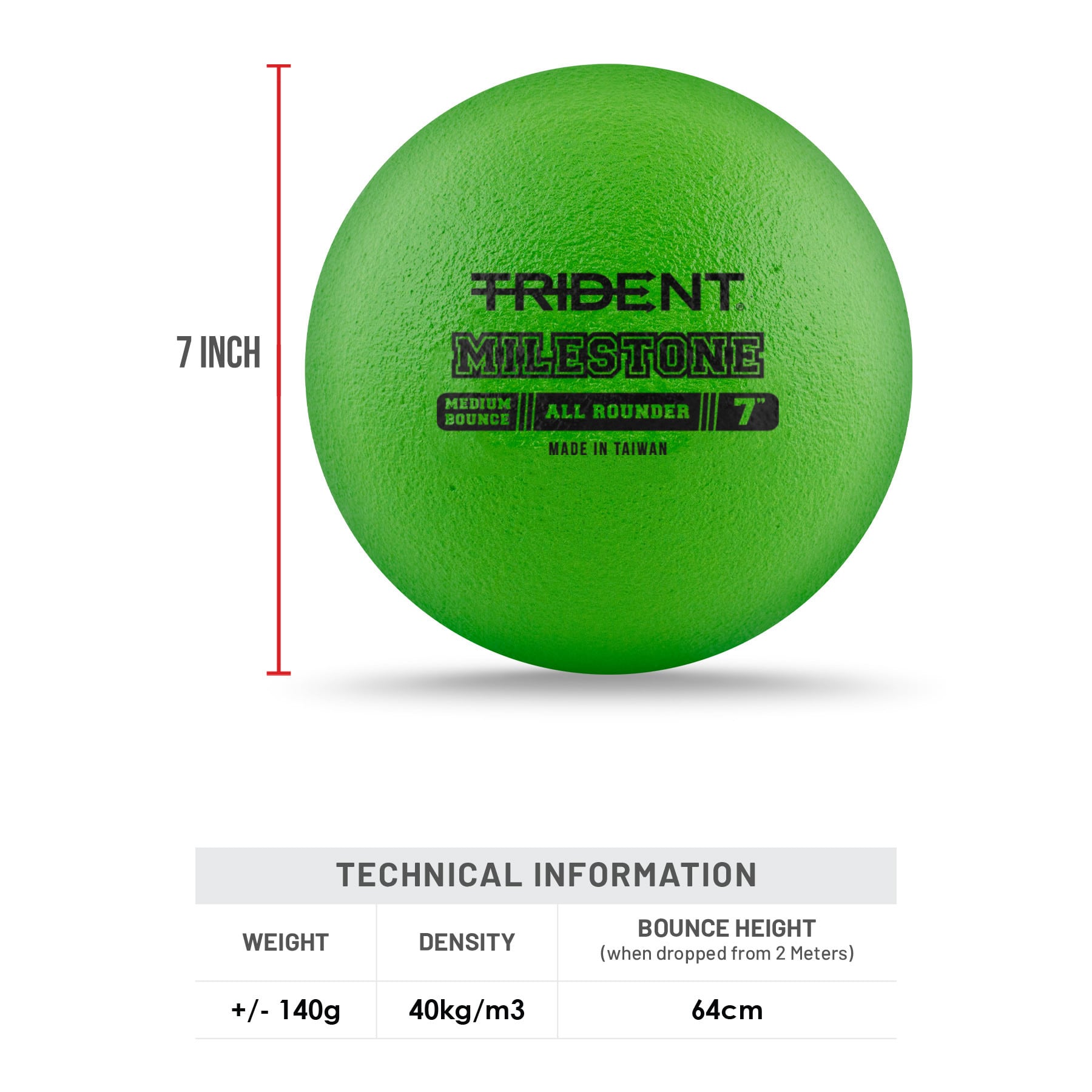 Trident Milestone All Rounder Foam Ball - Green (7") - Image 5