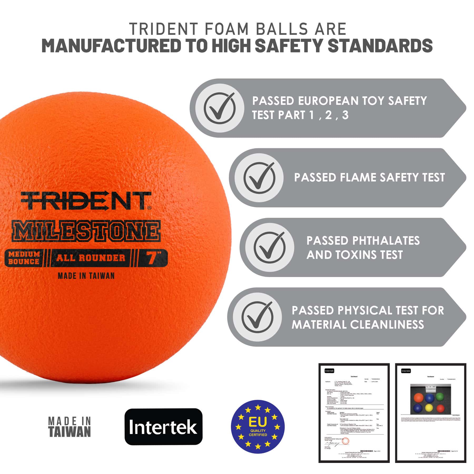 Trident Milestone All Rounder Foam Ball - Orange (7") - Image 3