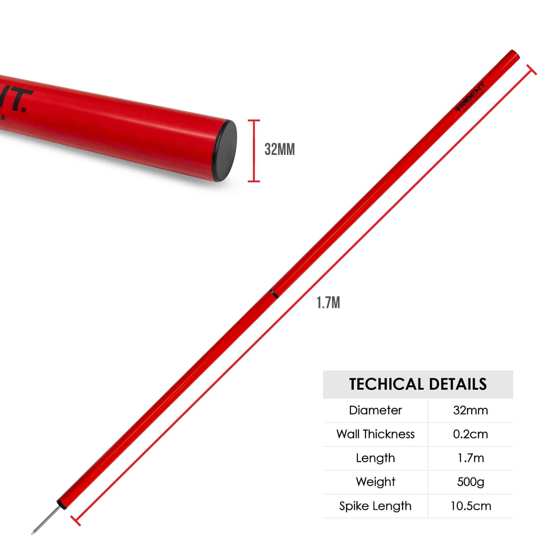 Trident Two-Piece Slalom Pole - Red - Image 3