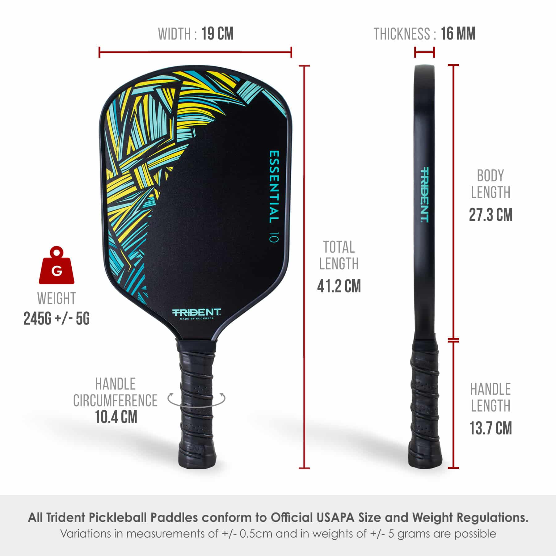 Trident Essential 10 Pickleball Paddle - Jungle Yellow - Image 5