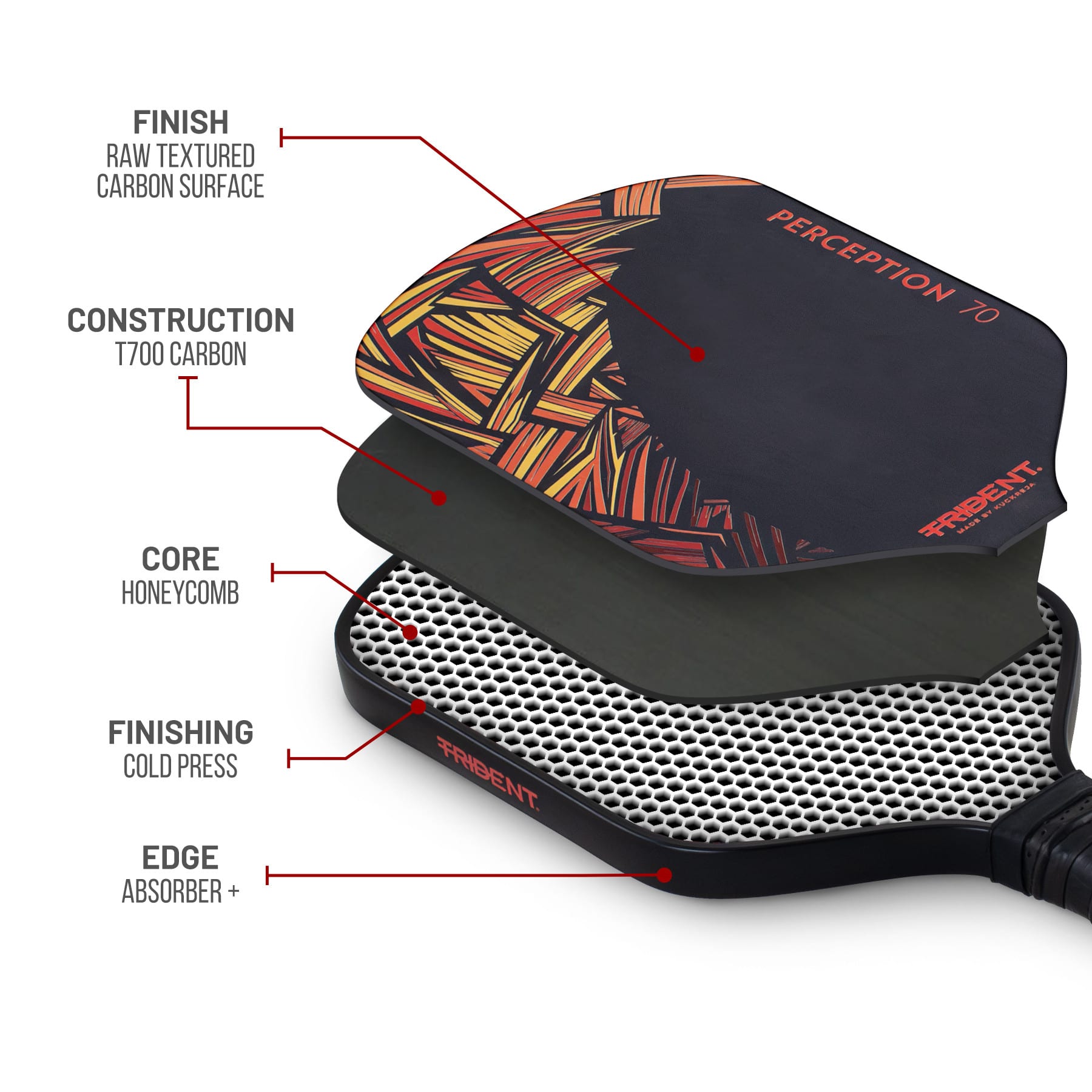 Trident Perception 70 Pickleball Paddle - Sunset Orange - Image 5