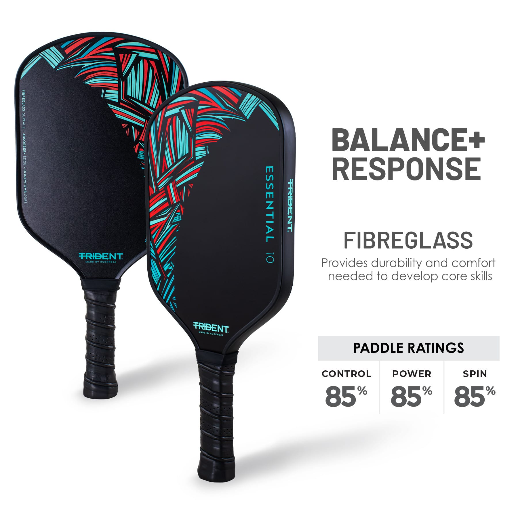 Trident Essential 10 Pickleball Paddle - Jungle Red - Image 3
