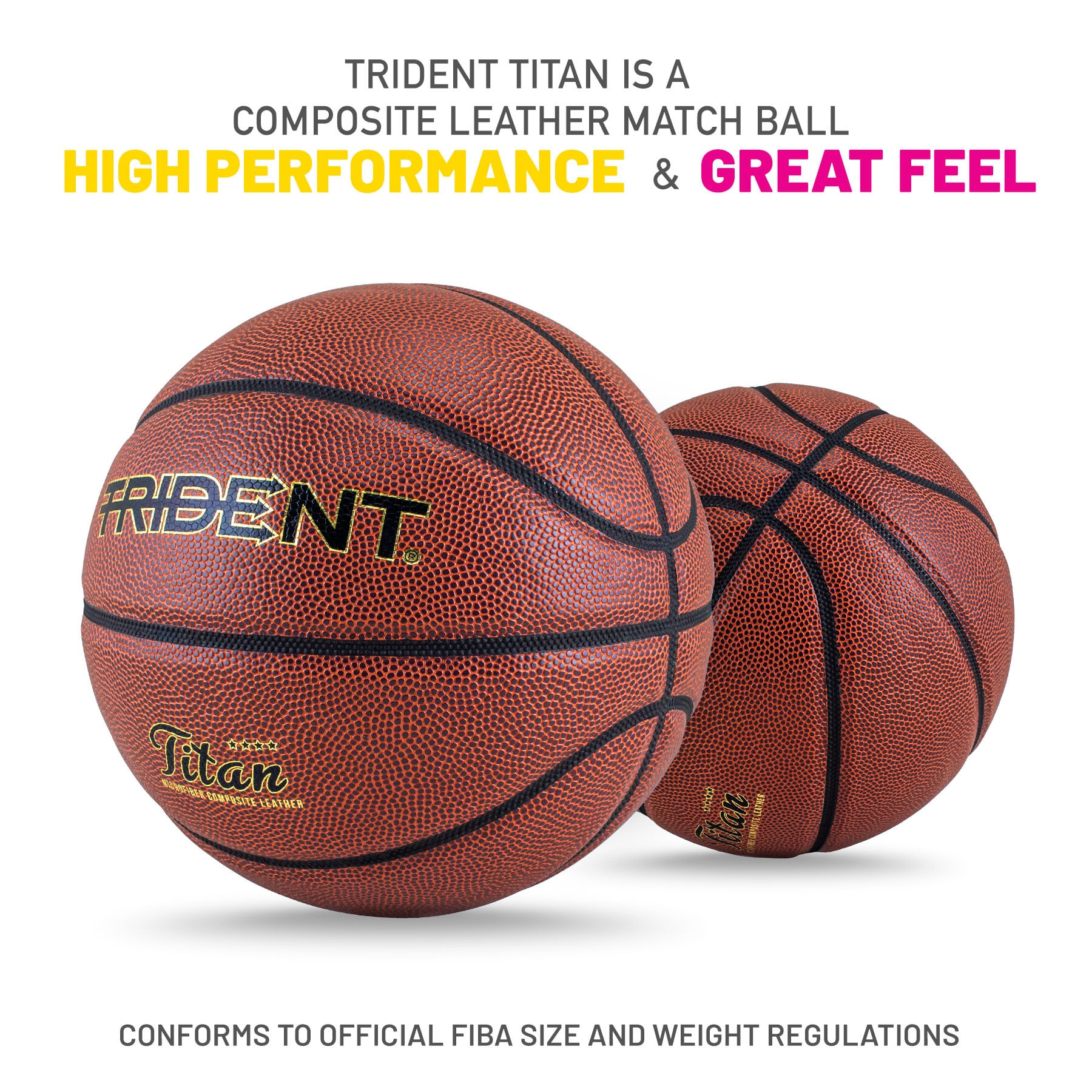 Trident Titan Composite Leather Basketball (Size 7, 6) - Image 2