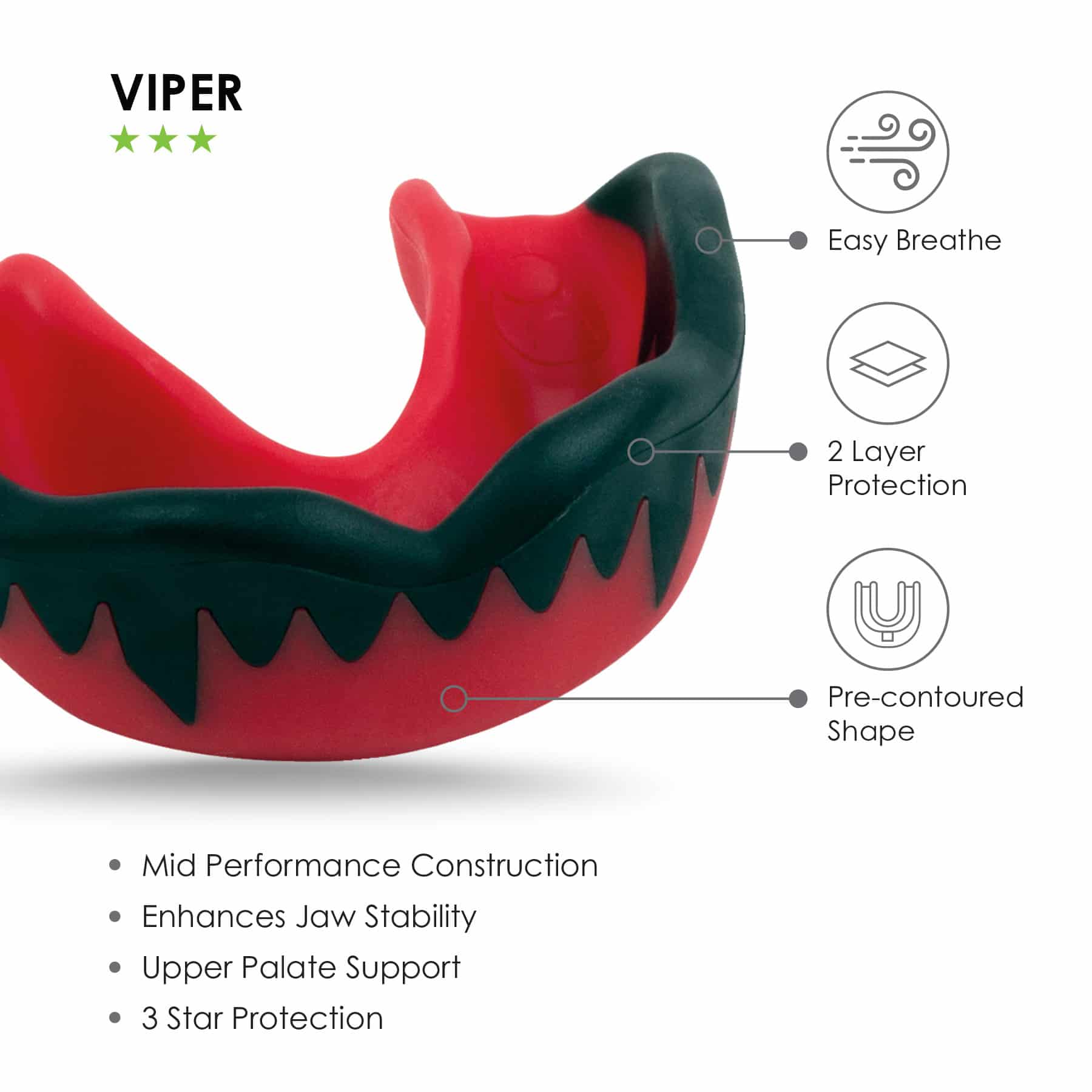 Gilbert Viper Mouthguard - Red (Senior, Junior) - Image 2