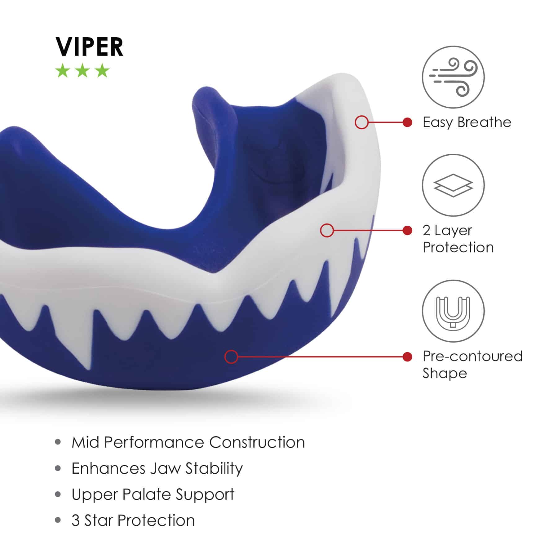Gilbert Viper Mouthguard - Blue (Senior, Junior) - Image 2