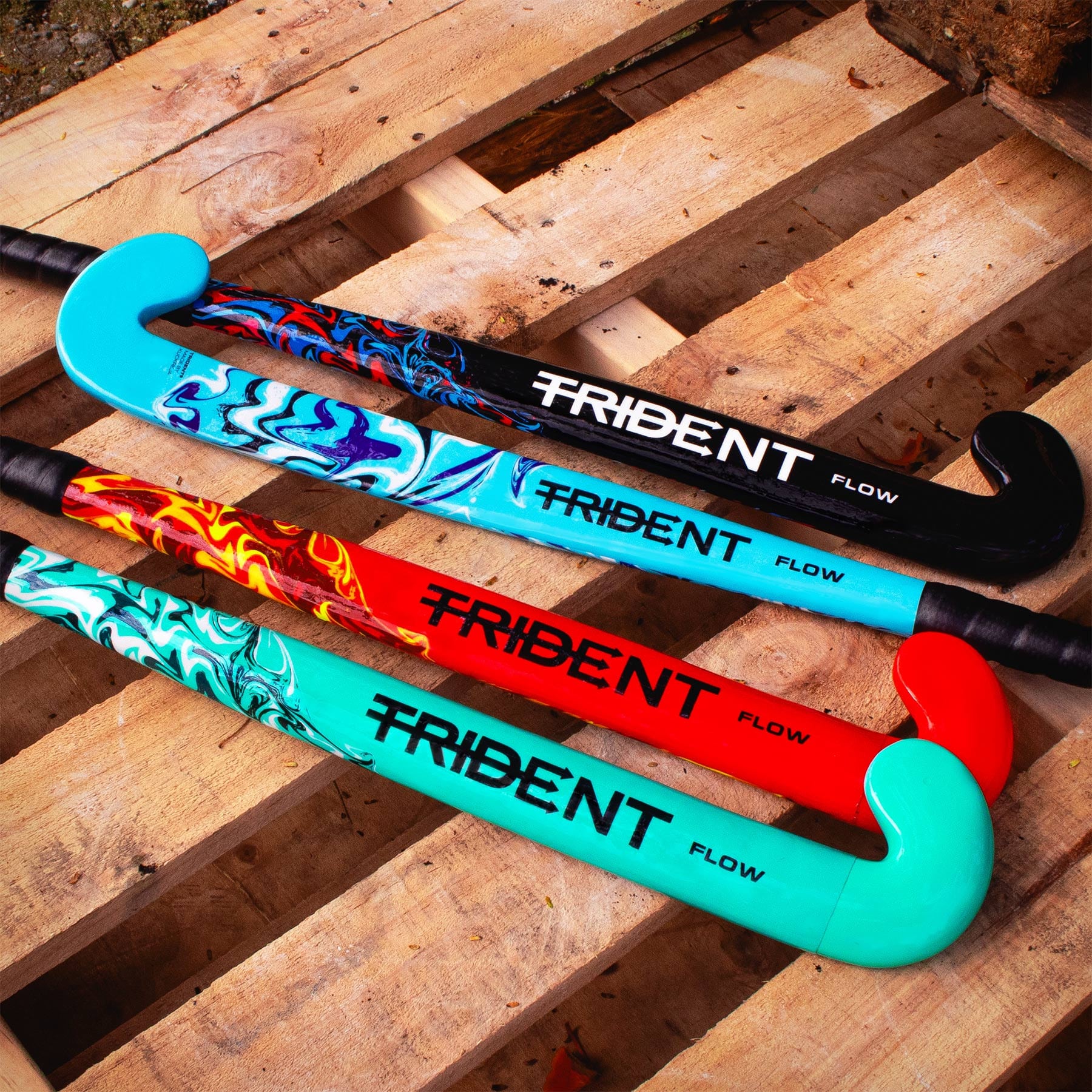 Trident Flow Junior Wooden Hockey Stick - Sky - Image 3