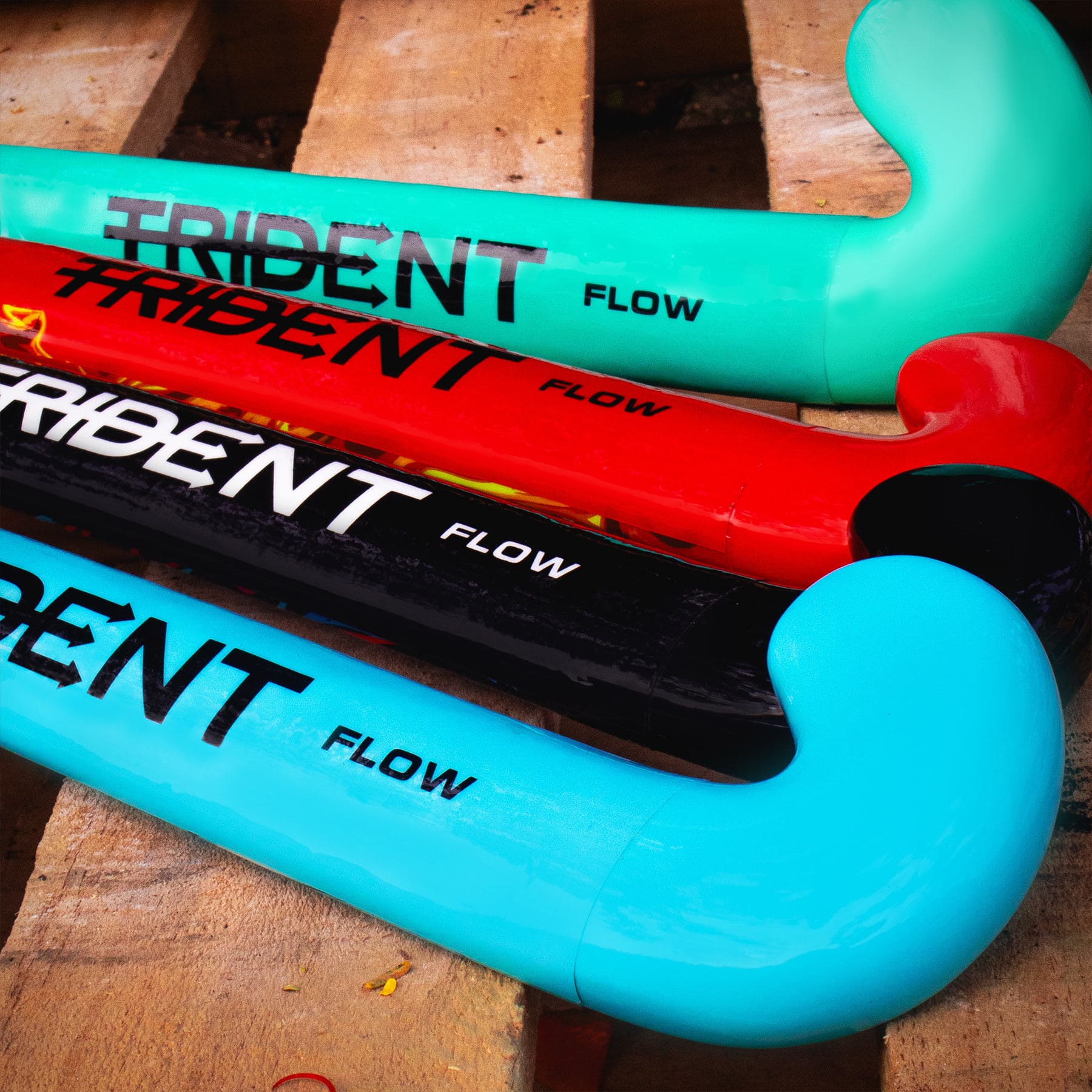 Trident Flow Junior Wooden Hockey Stick - Turquoise - Image 5