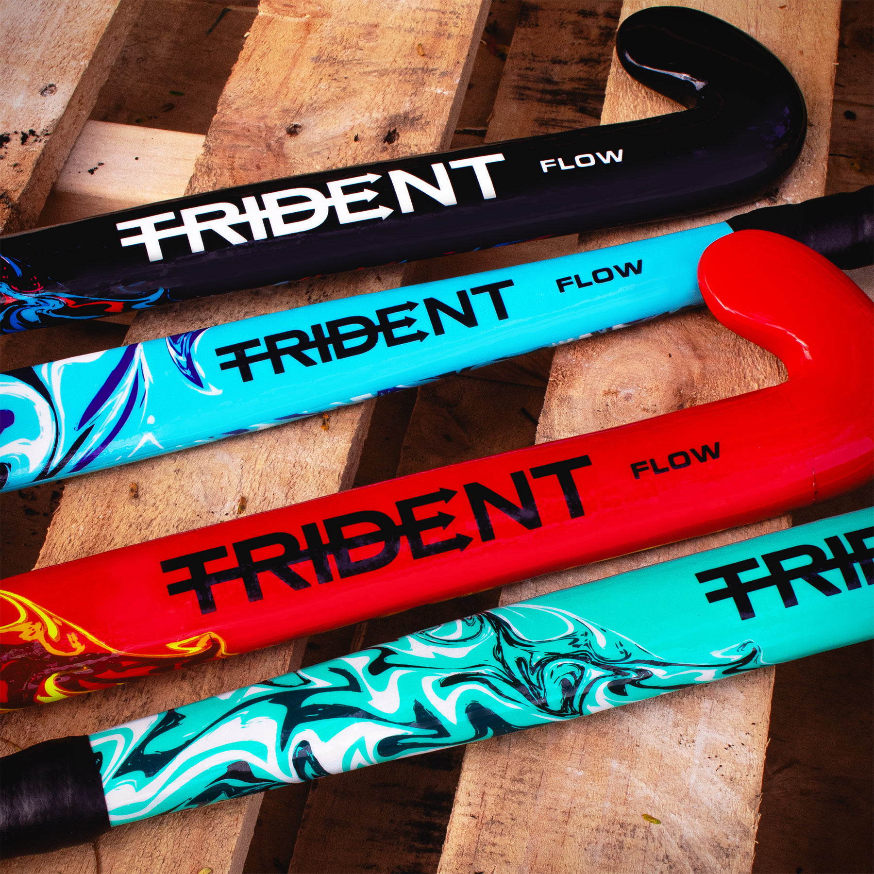 Trident Flow Wooden Hockey Stick - Turquoise - Image 4