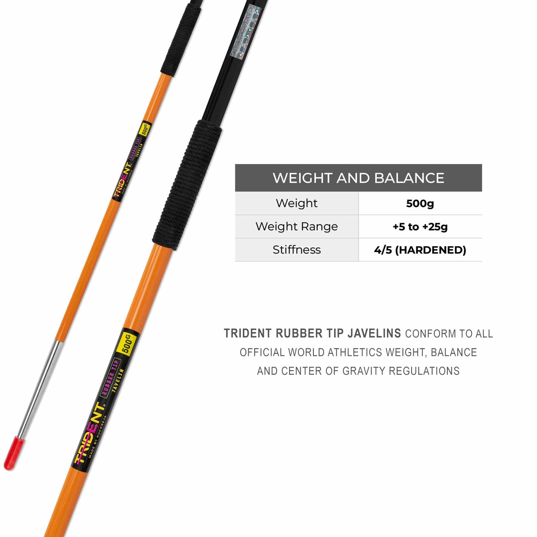 Trident Rubber Tip Javelin - 500g - Image 4