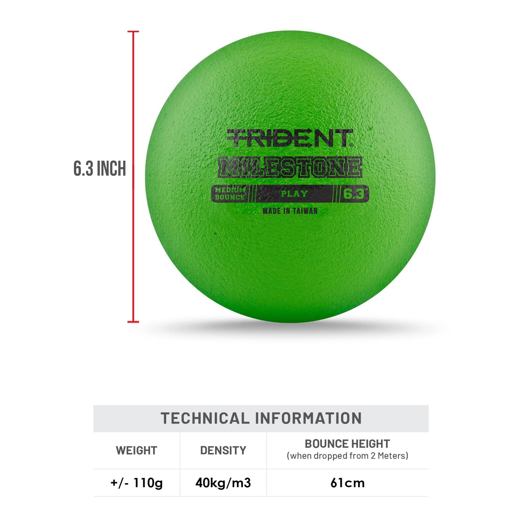 Trident Milestone Play Foam Ball - Green (6.3") - Image 5