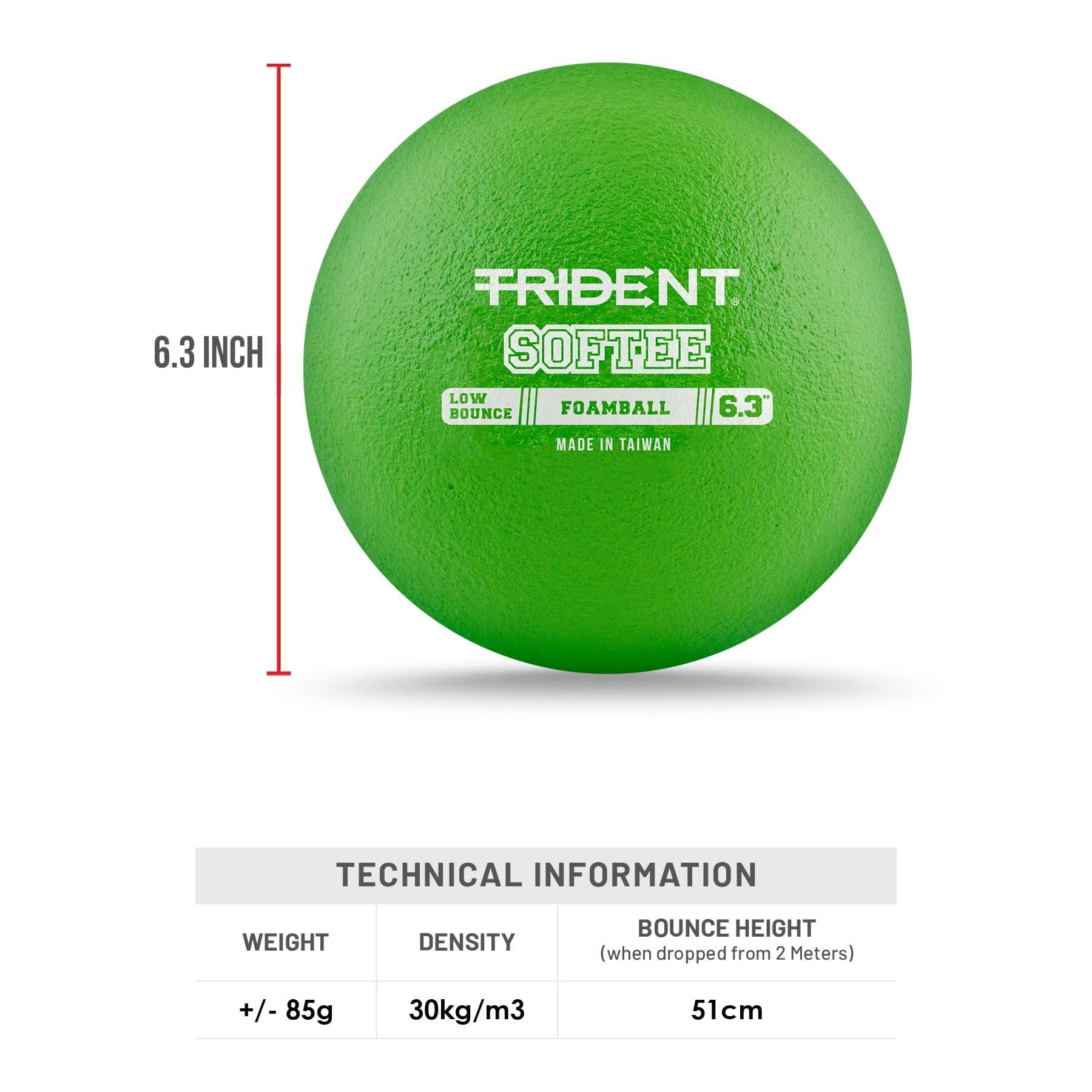 Trident Milestone Softee Low Bounce Foam Ball - Green (6.3") - Image 5
