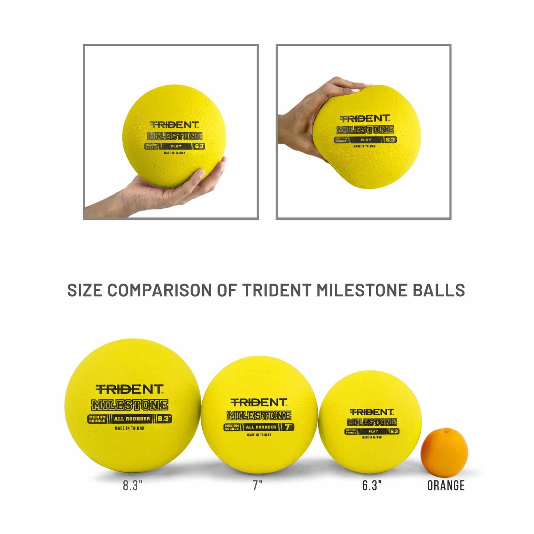 Trident Milestone Play Foam Ball - Yellow (6.3") - Image 7