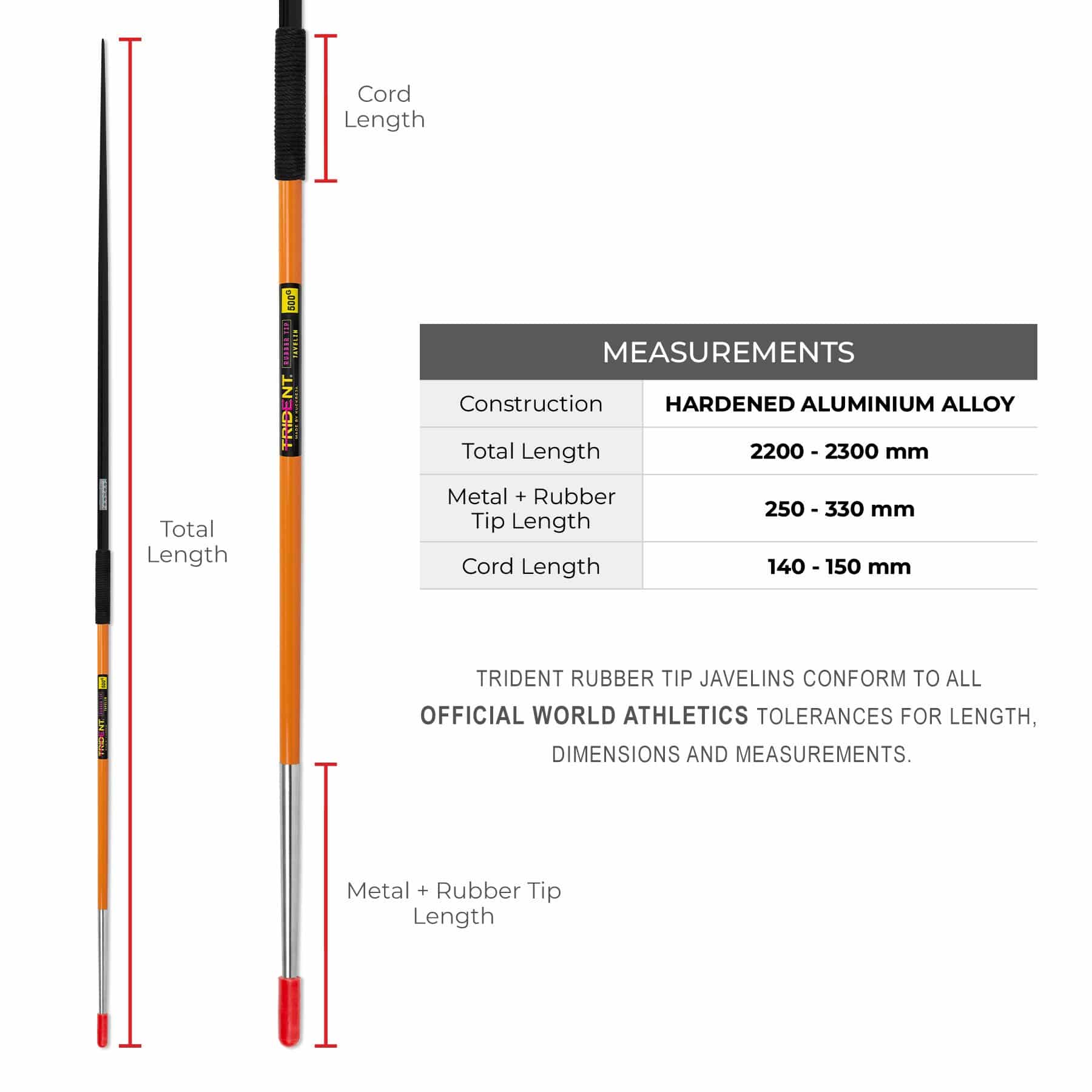 Trident Rubber Tip Javelin - 500g - Image 3