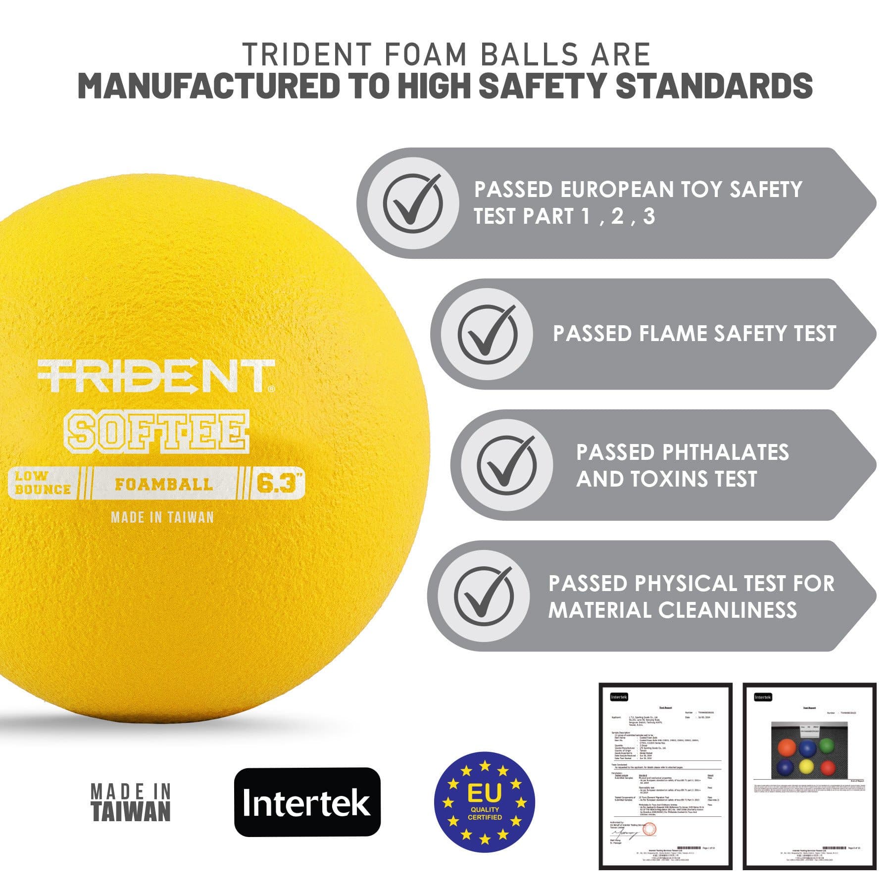 Trident Milestone Softee Low Bounce Foam Ball - Yellow (6.3") - Image 3